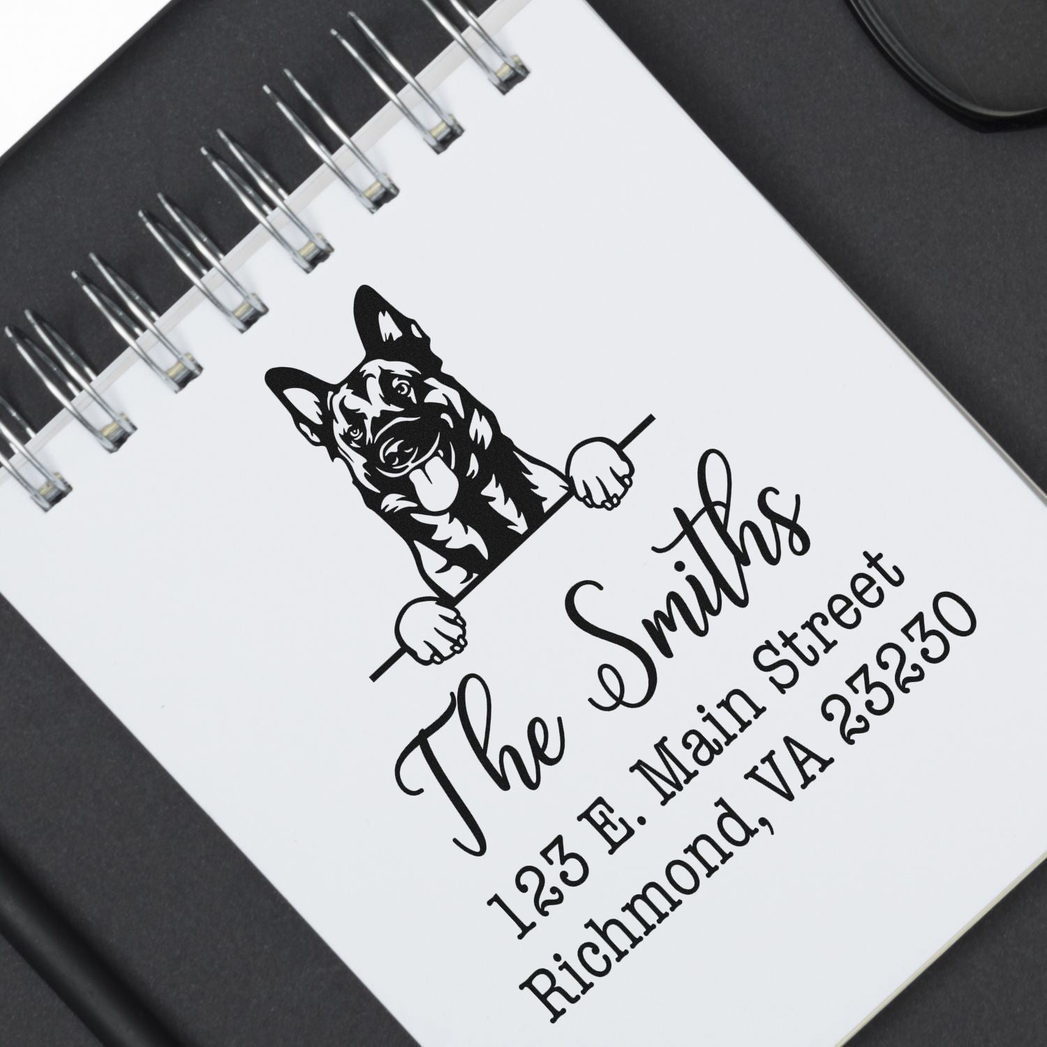 Slim Pre-Inked Belgian Malinois Customized Custom Return Address Rubber Stamp - Engineer Seal Stamps