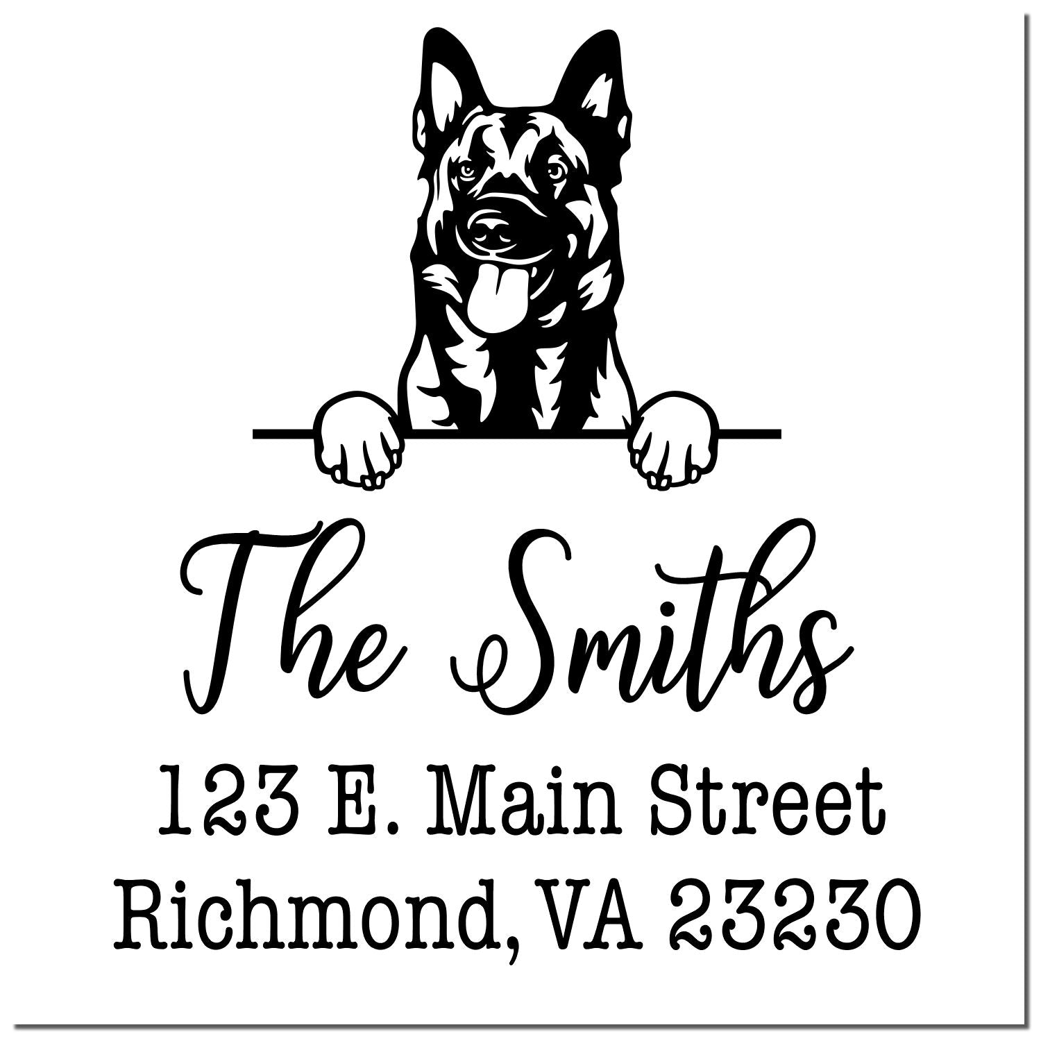 Slim Pre-Inked Belgian Malinois Customized Custom Return Address Rubber Stamp - Engineer Seal Stamps