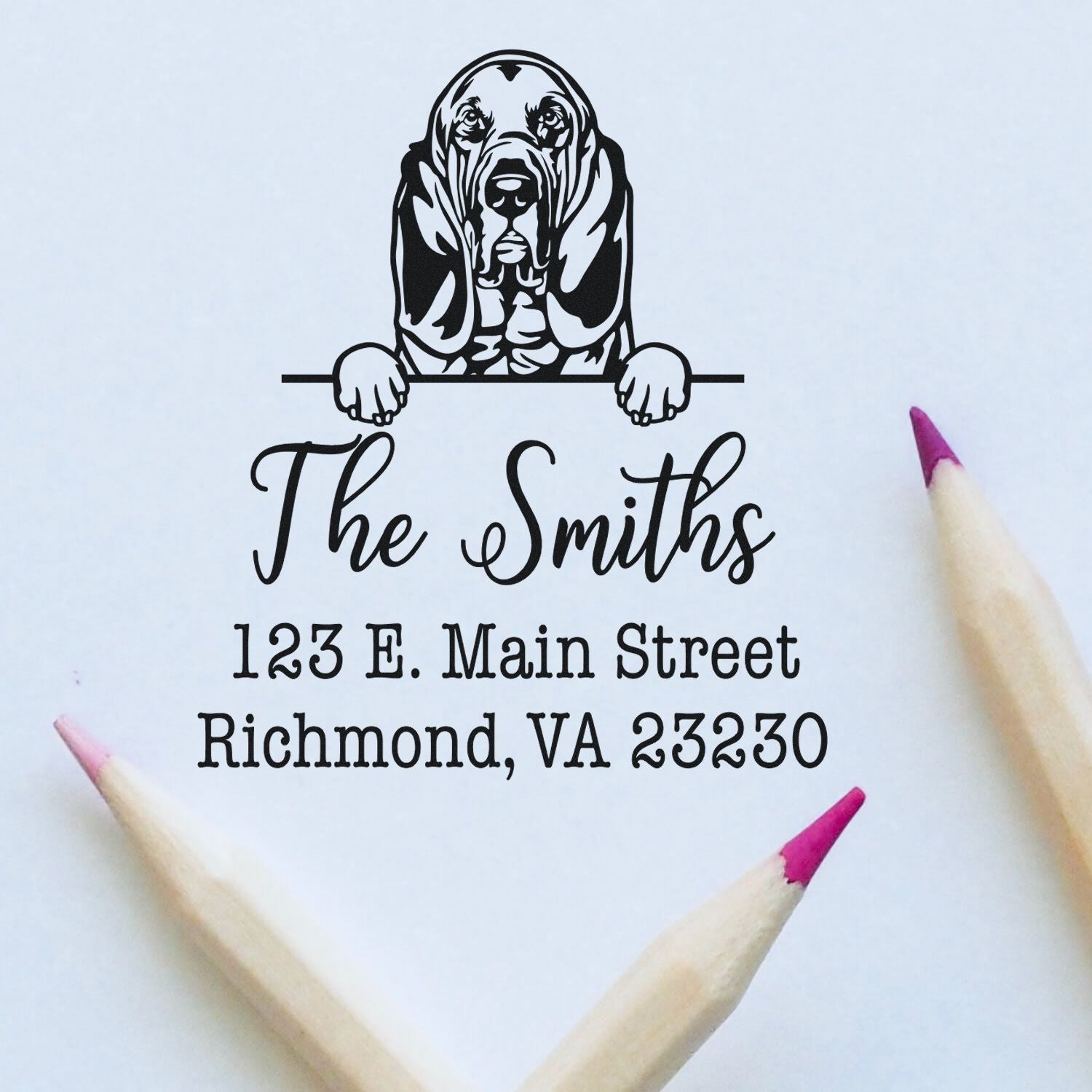 PSI Pre-Inked Bloodhounds Personalizable Address Rubber Stamp - Engineer Seal Stamps