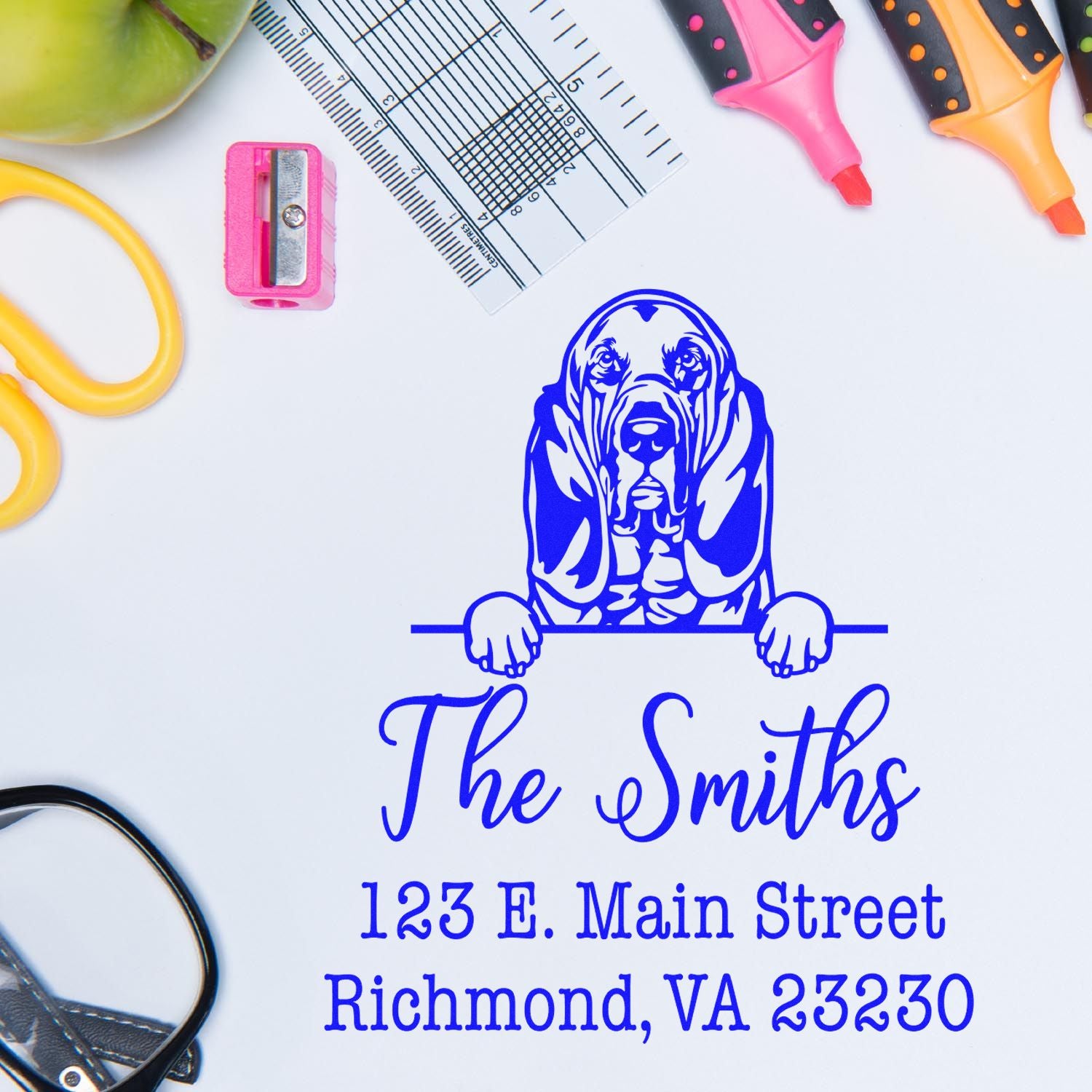 Self-Inking Bloodhounds Custom-Made Rubber Address Stamp for Envelopes - Engineer Seal Stamps