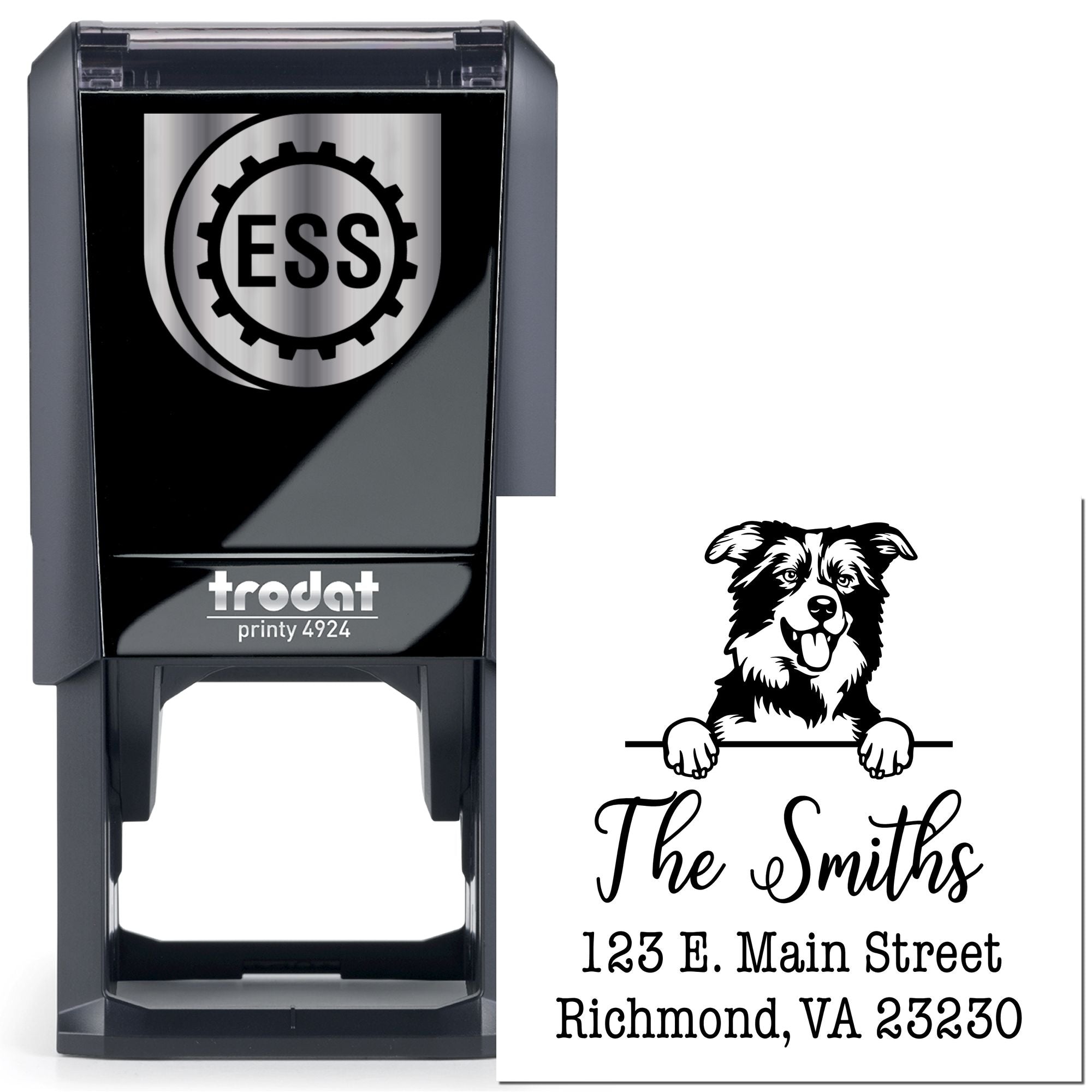 Self-Inking Border Collies Custom-Made Rubber Address Stamper - Engineer Seal Stamps