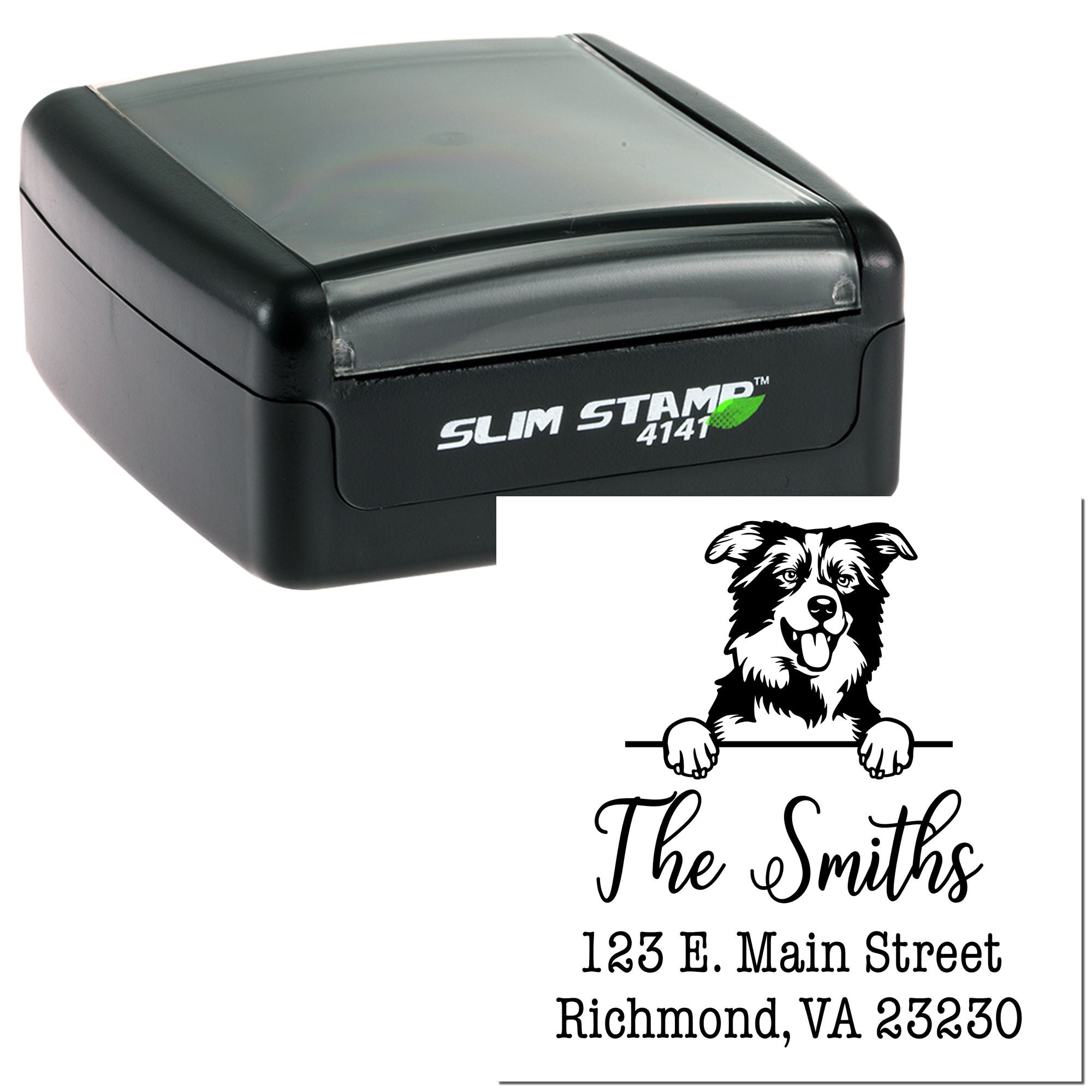 Slim Pre-Inked Border Collies Customized Refillable Address Rubber Stamp - Engineer Seal Stamps