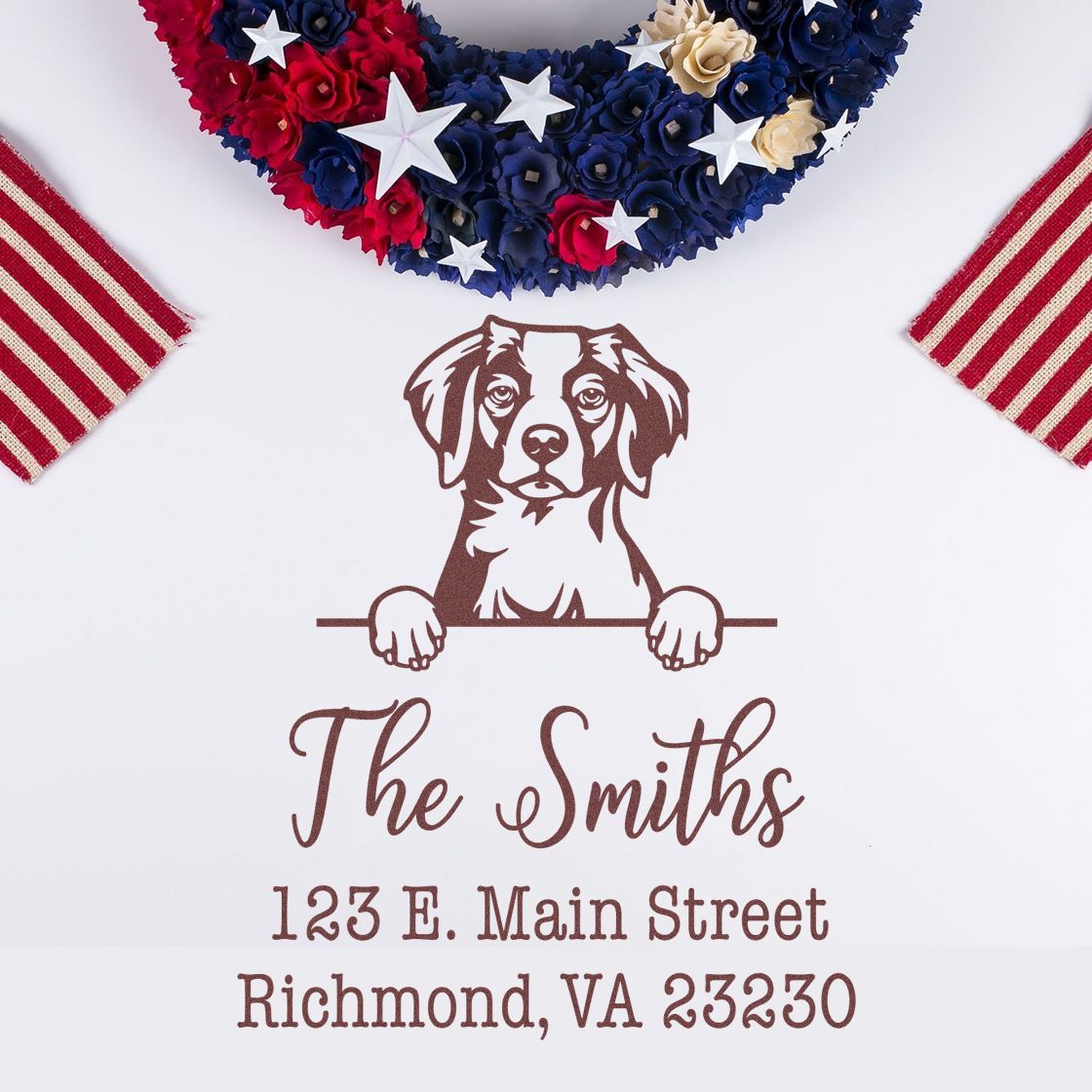 Self-Inking Brittany Dog Design Address Stamp for Envelopes - Engineer Seal Stamps