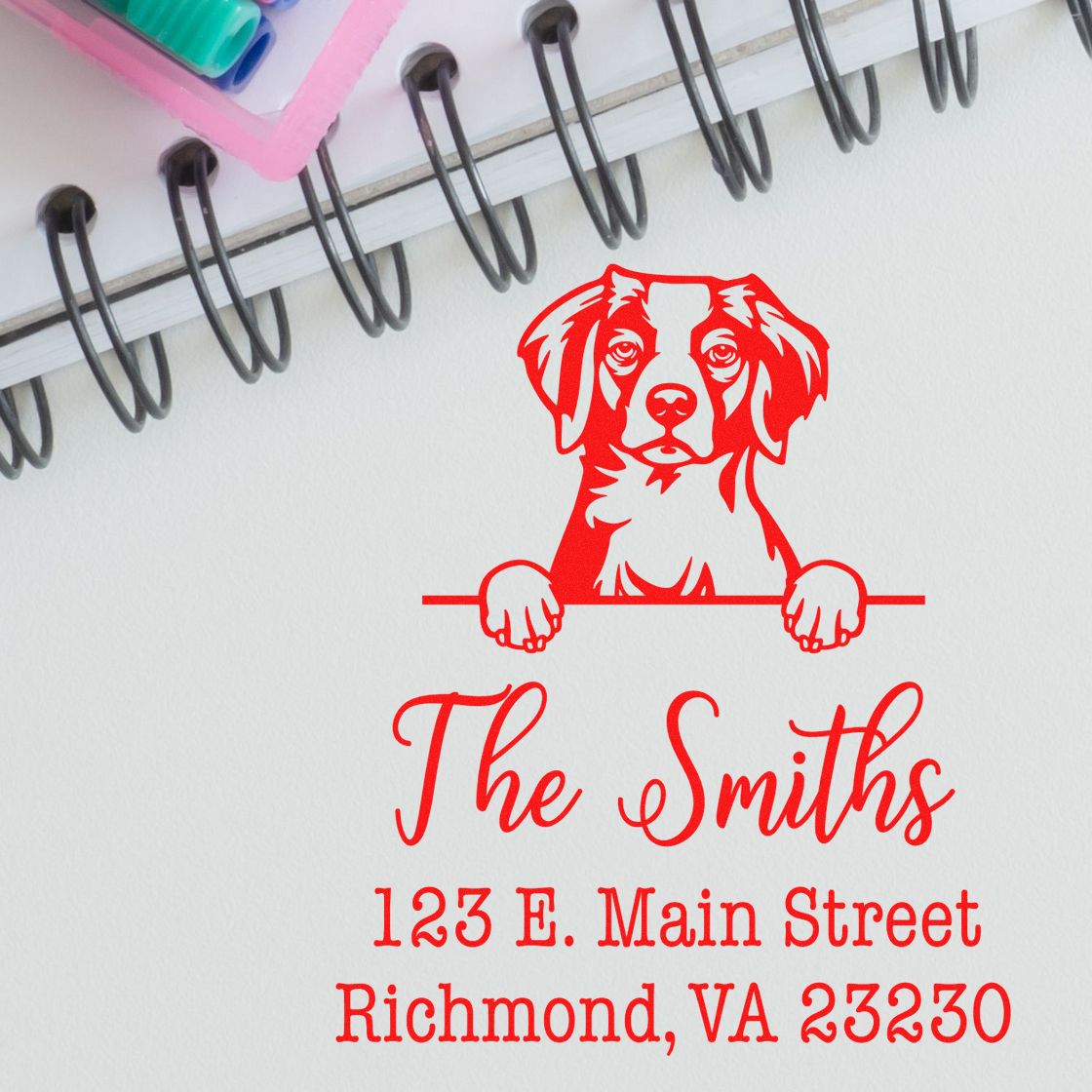 Self-Inking Brittany Dog Design Address Stamp for Envelopes - Engineer Seal Stamps