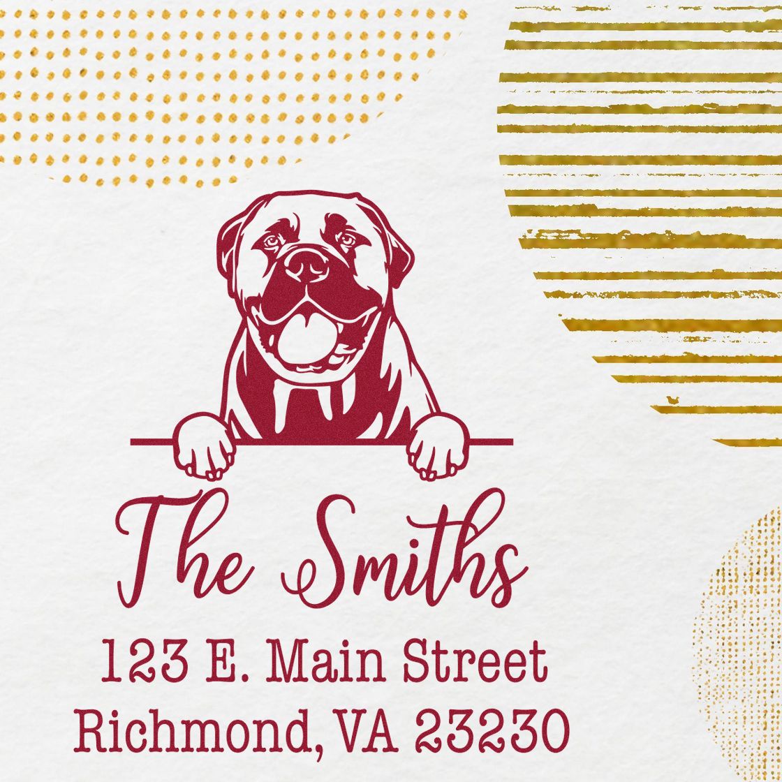 Wood Handle Bullmastiffs Customizable Custom Return Address Rubber Stamp - Engineer Seal Stamps