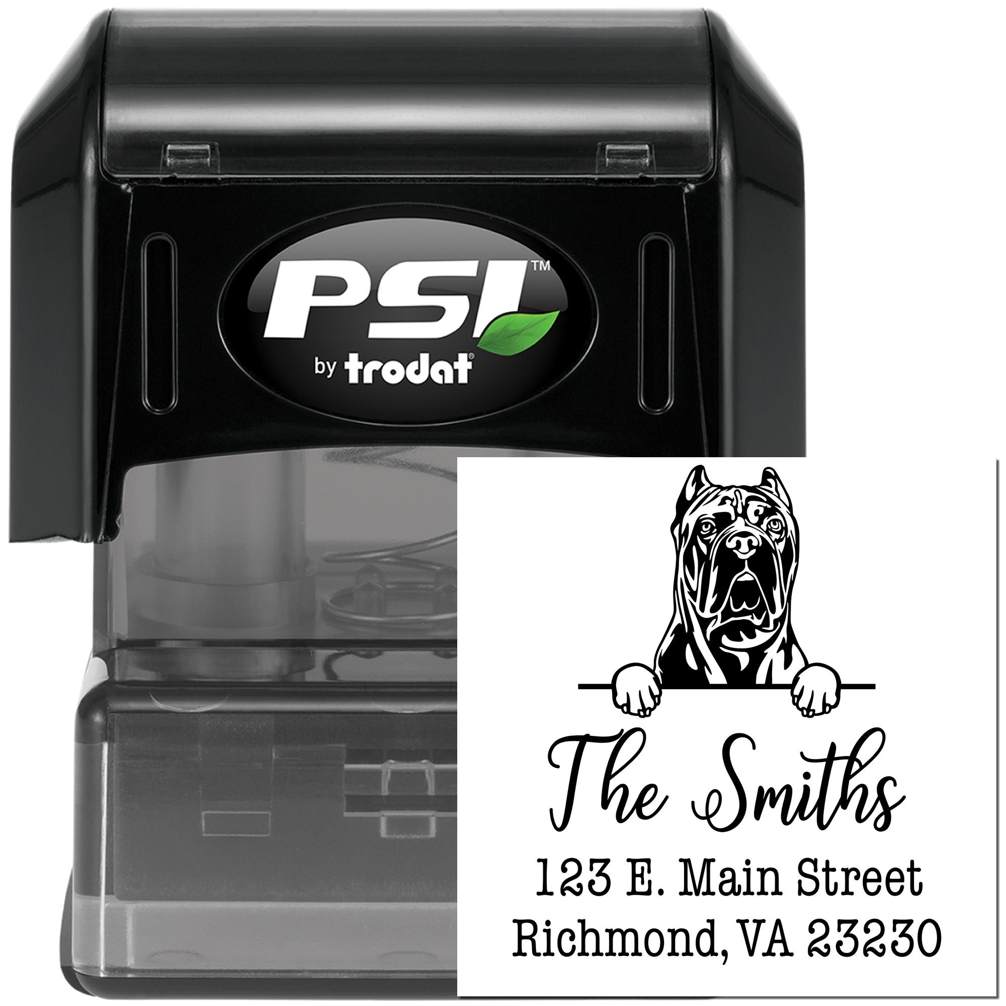 PSI Pre-Inked Cane Corso Personalizable Address Stamper - Engineer Seal Stamps
