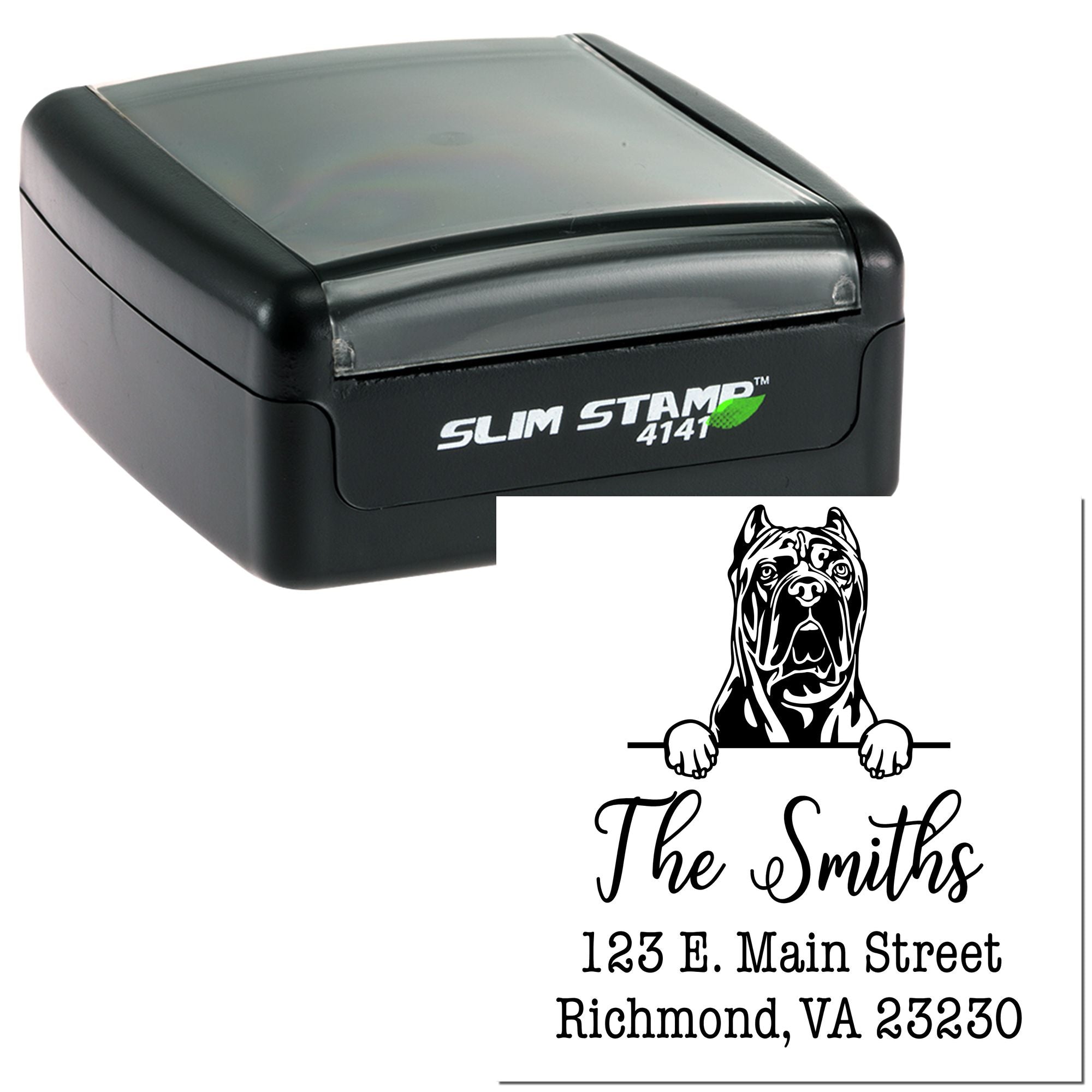 Slim Pre-Inked Cane Corso Customized Rubber Address Stamp - Engineer Seal Stamps