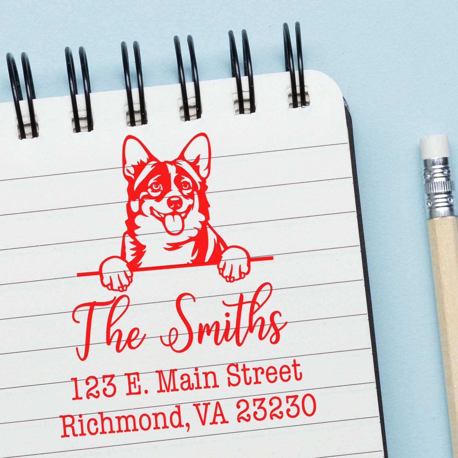 Slim Pre-Inked Cardigan Welsh Corgis Customized Rubber Address Rubber Stamp - Engineer Seal Stamps