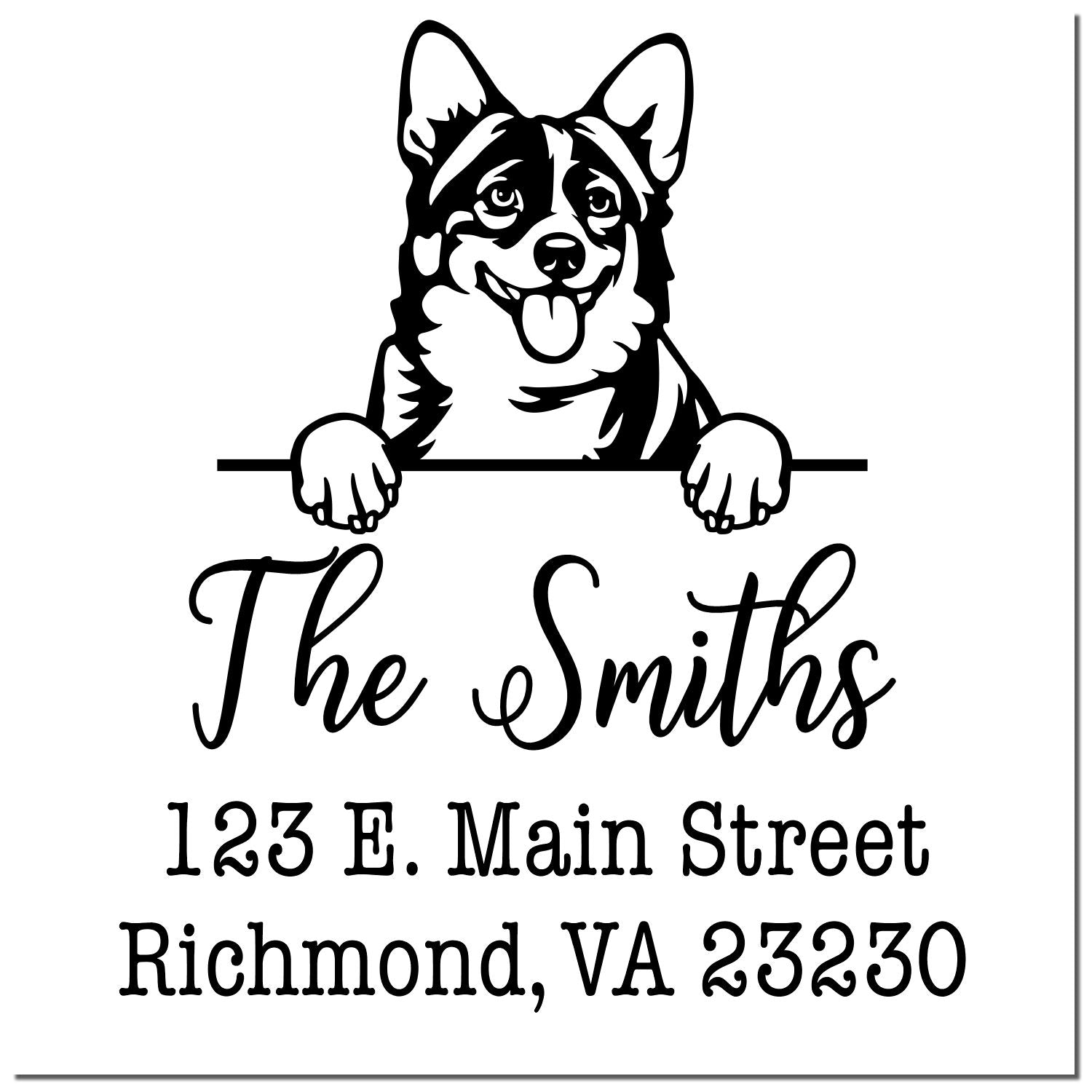 PSI Pre-Inked Cardigan Welsh Corgis Personalizable Custom Address Rubber Stamp - Engineer Seal Stamps