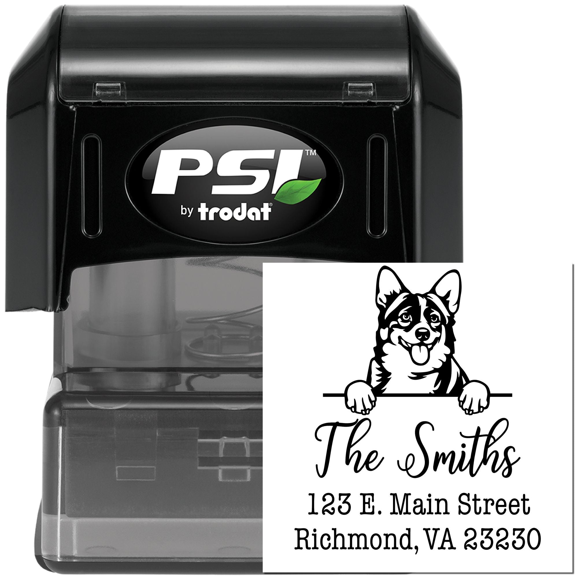 PSI Pre-Inked Cardigan Welsh Corgis Personalizable Custom Address Rubber Stamp - Engineer Seal Stamps