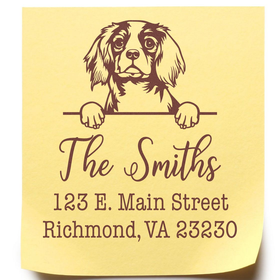 Wood Handle Cavalier King Charles Spaniel Customizable Custom Return Address Stamper - Engineer Seal Stamps