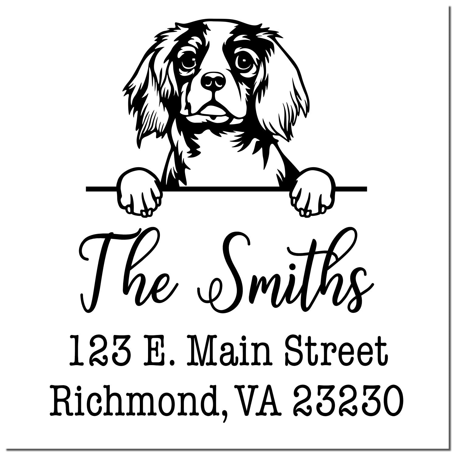 Wood Handle Cavalier King Charles Spaniel Customizable Custom Return Address Stamper - Engineer Seal Stamps