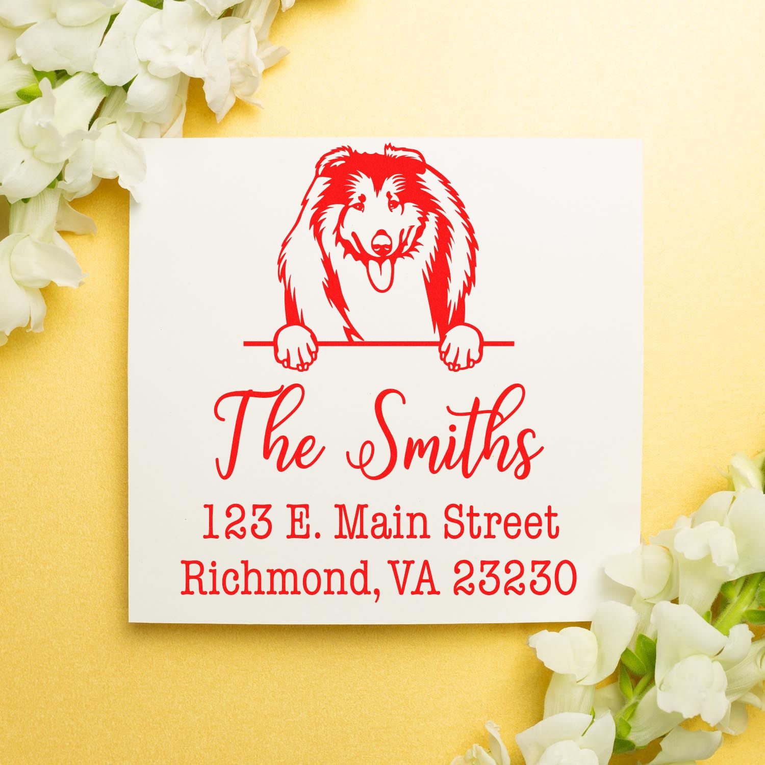 Self-Inking Collies Dog Return Address Stamp - Engineer Seal Stamps