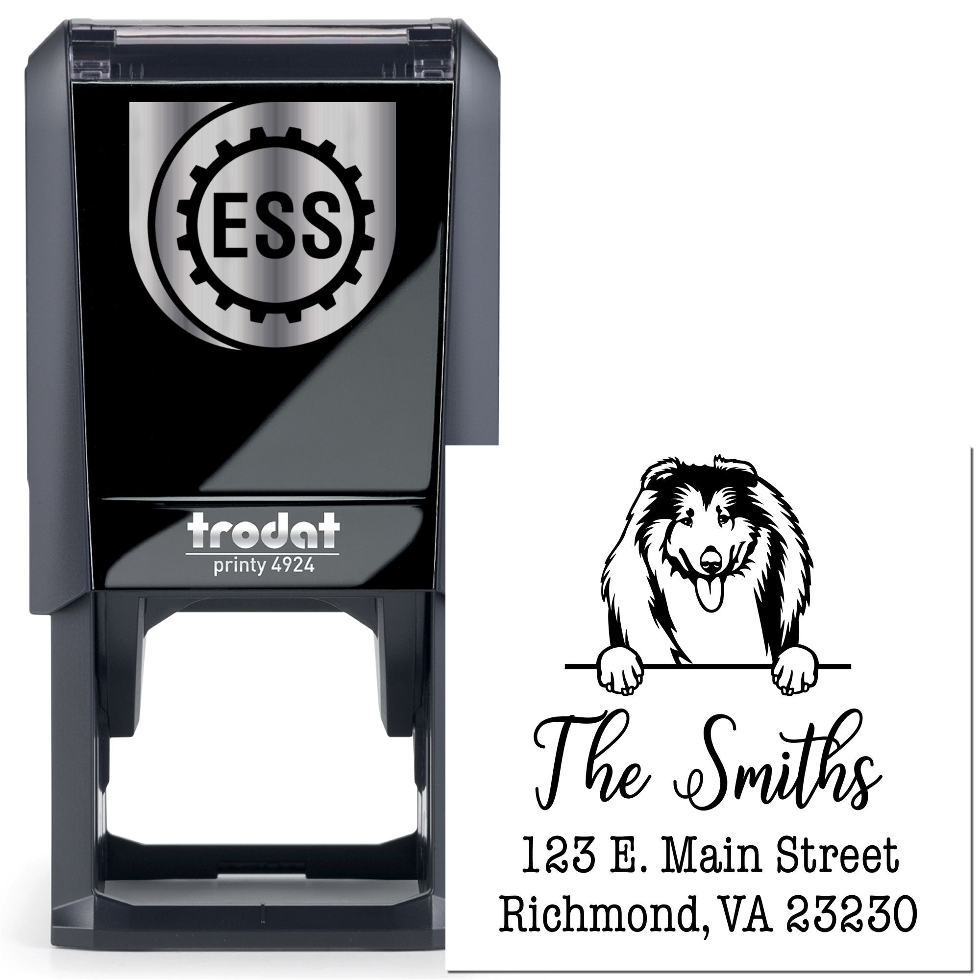 Self-Inking Collies Dog Return Address Stamp - Engineer Seal Stamps
