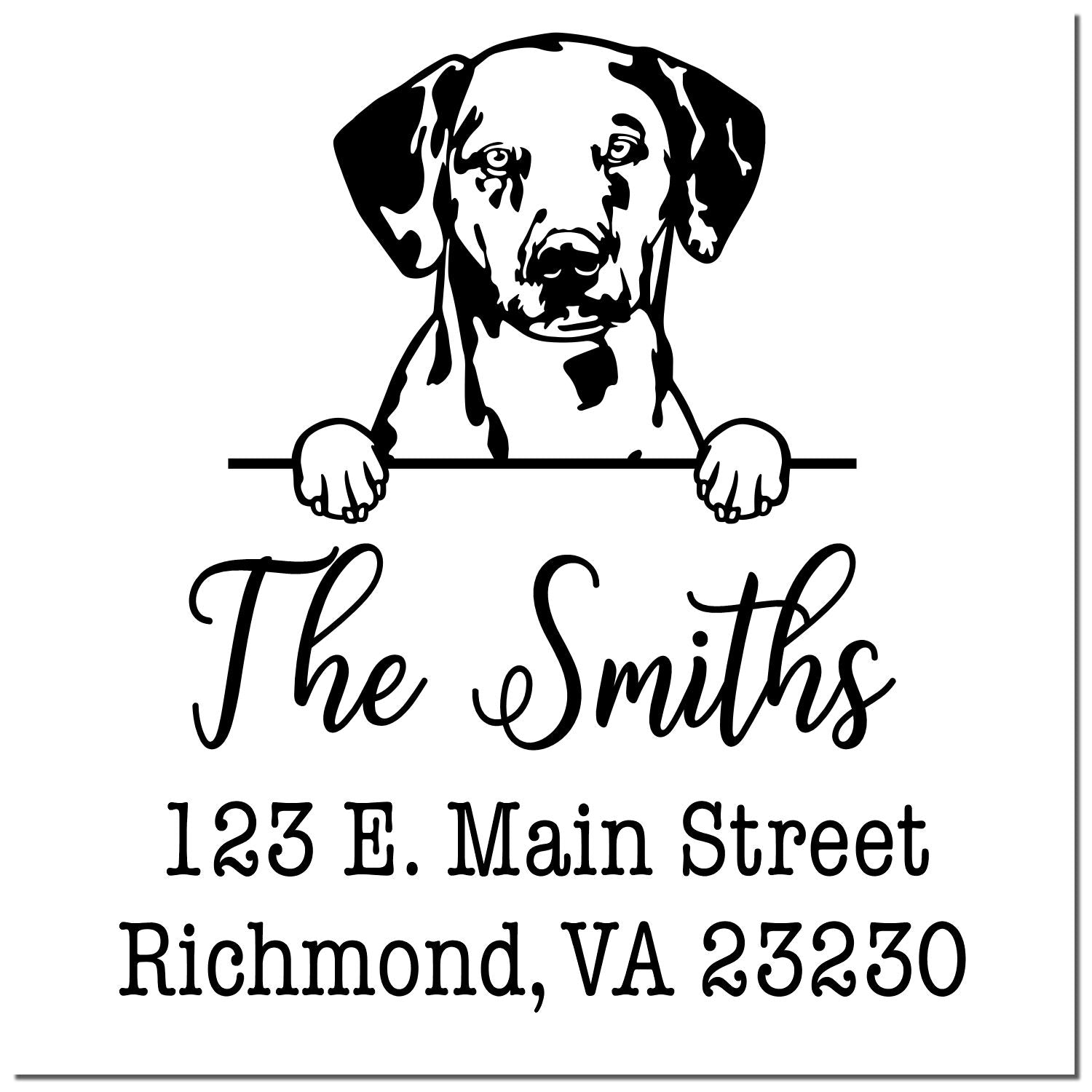 Wood Handle Dalmatian Customizable Dog Design Address Stamper - Engineer Seal Stamps