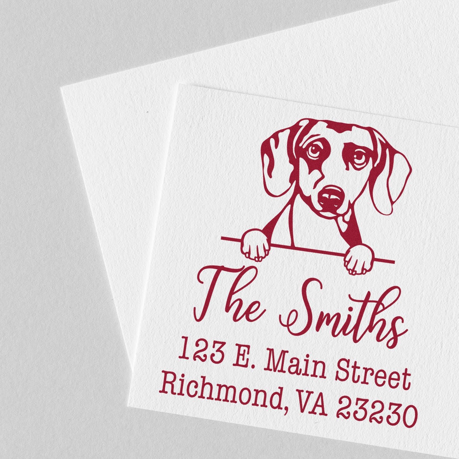 Wood Handle Daschound Customizable Dog Lover's Address Rubber Stamp - Engineer Seal Stamps
