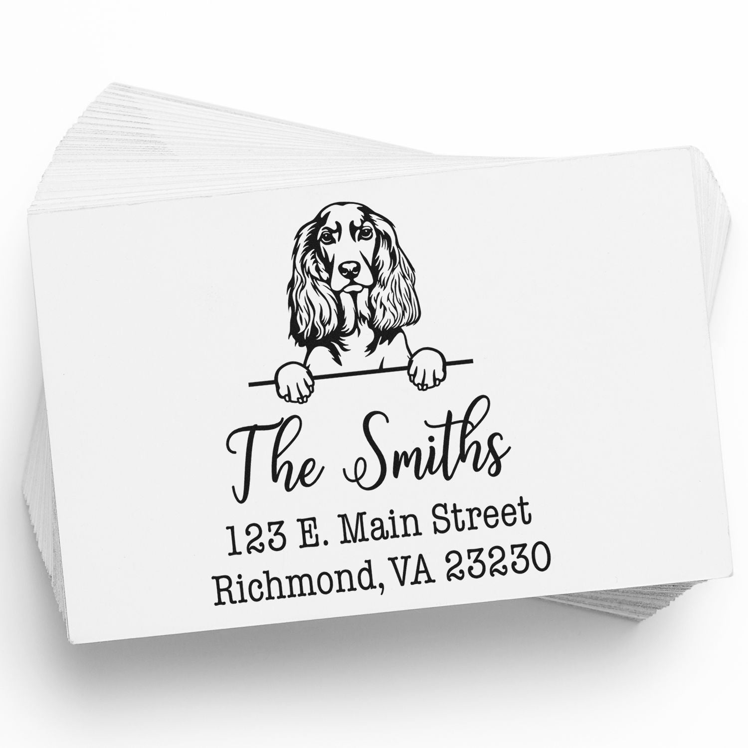 Self-Inking English Cocker Spaniel Handcrafted Custom Address Rubber Stamp - Engineer Seal Stamps