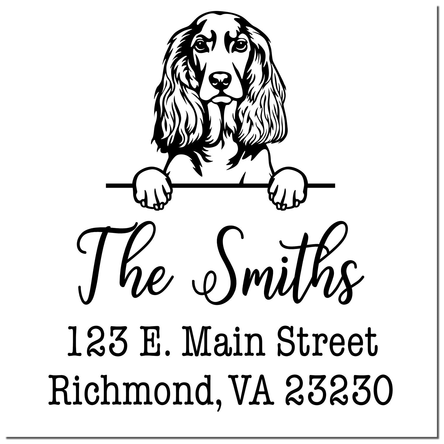 Self-Inking English Cocker Spaniel Handcrafted Custom Address Rubber Stamp - Engineer Seal Stamps