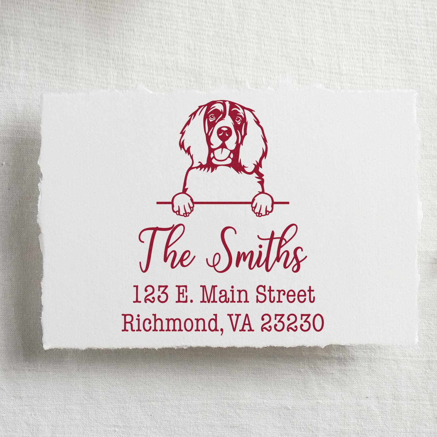 Wood Handle English Springer Spaniel Customizable Mail Address Stamp for Envelopes - Engineer Seal Stamps