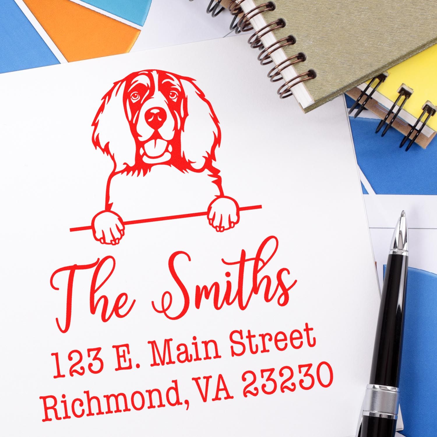 Slim Pre-Inked English Springer Spaniel Personalized Address Return Rubber Stamp - Engineer Seal Stamps