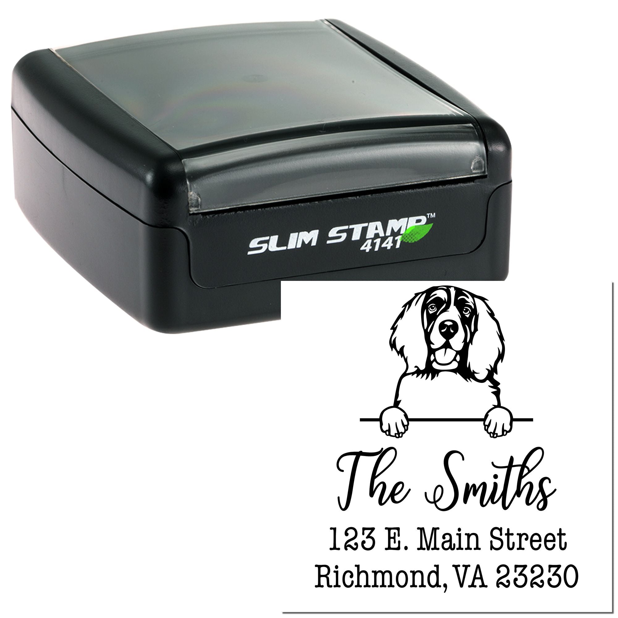 Slim Pre-Inked English Springer Spaniel Personalized Address Return Rubber Stamp - Engineer Seal Stamps