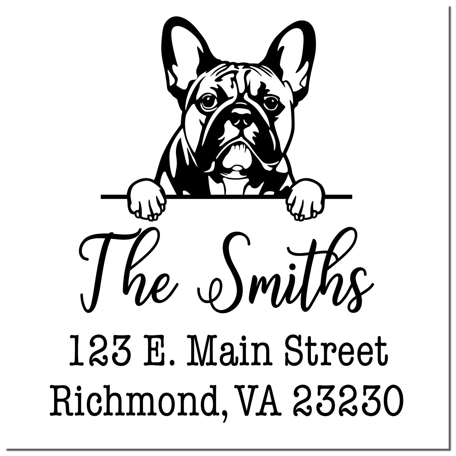 Slim Pre-Inked French Bulldog Customized Home Address Rubber Stamp - Engineer Seal Stamps