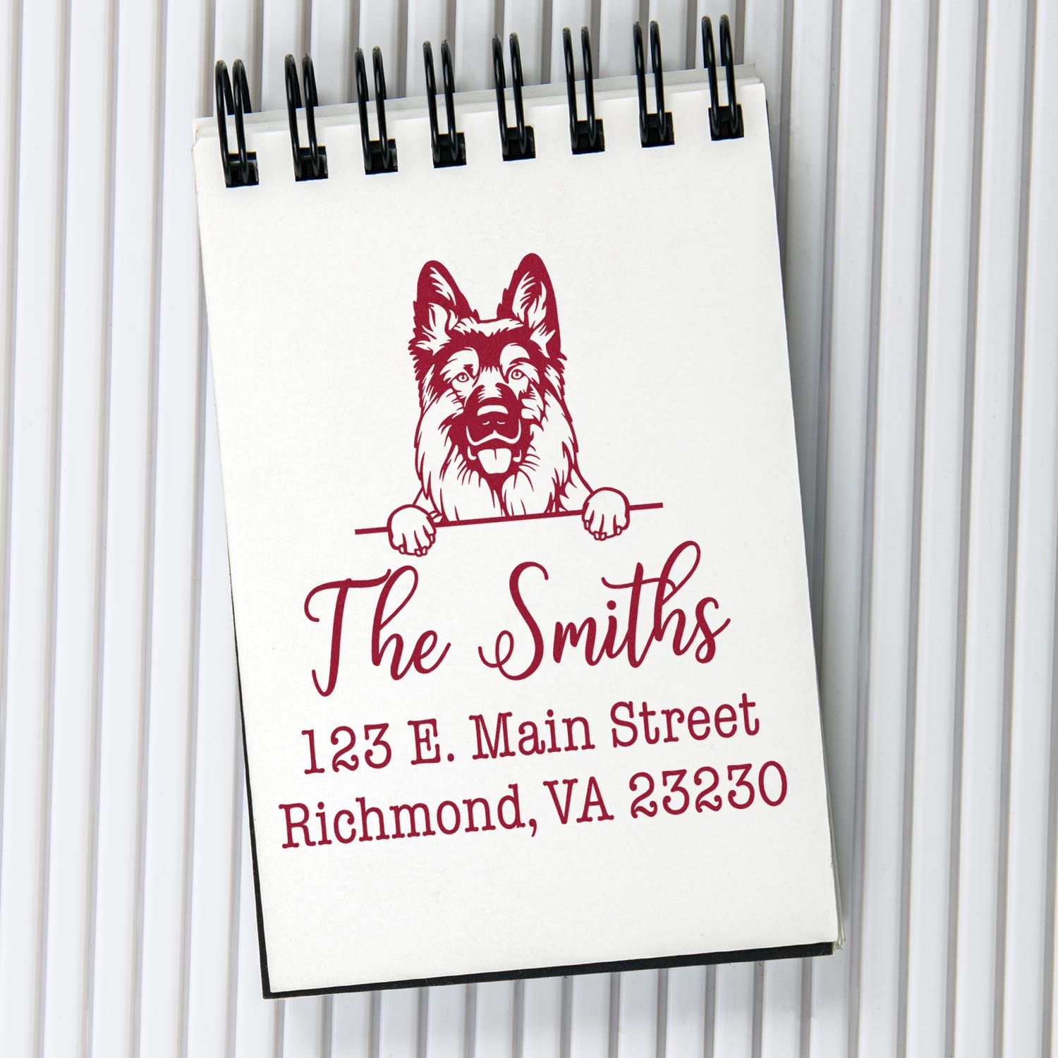 Wood Handle German Shepherd Customizable Dog Lover's Address Stamper - Engineer Seal Stamps