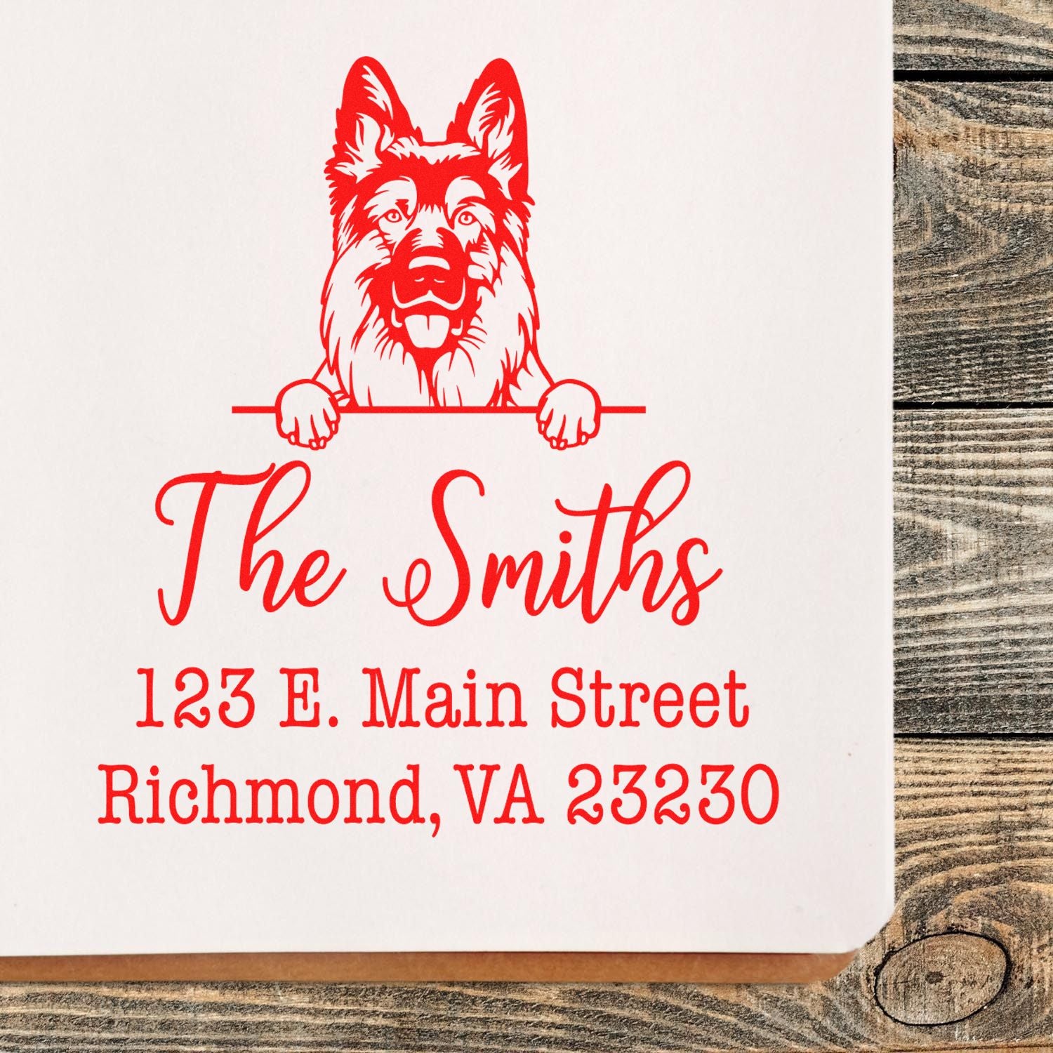 Slim Pre-Inked German Shepherd Customized Mailing Address Stamp - Engineer Seal Stamps