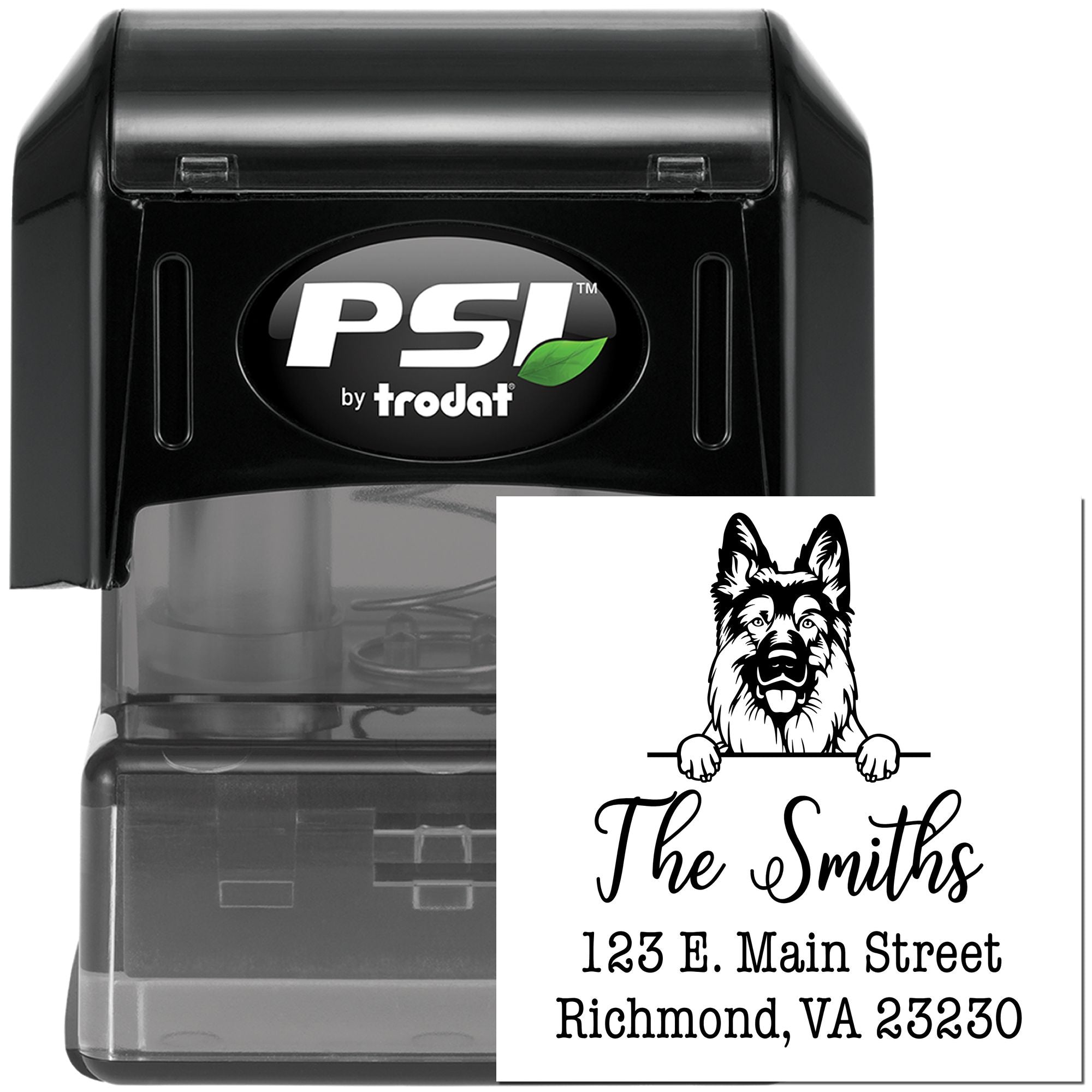 PSI Pre-Inked German Shepherd Personalizable Dog Design Address Stamp - Engineer Seal Stamps