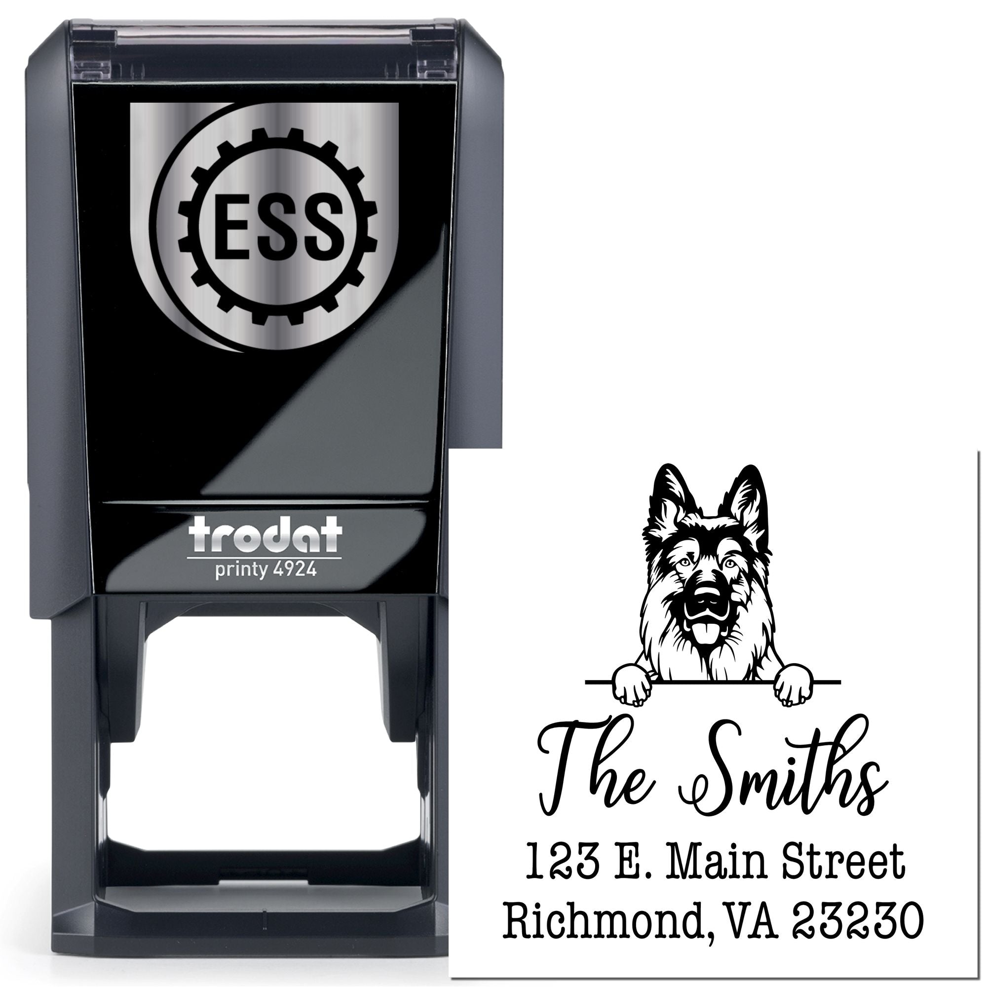 Self-Inking German Shepherd Easy-To-Use Address Stamp for Envelopes - Engineer Seal Stamps