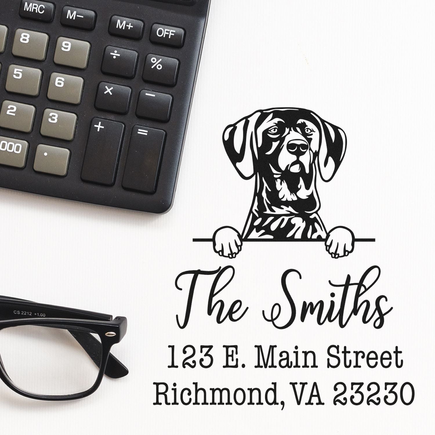 PSI Pre-Inked German Shorthaired Pointer Personalizable Home Address Rubber Stamp - Engineer Seal Stamps