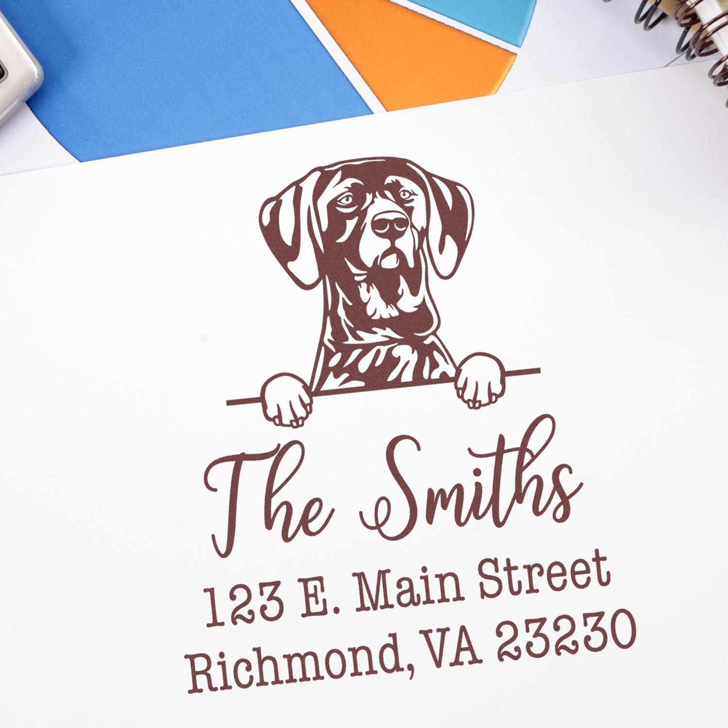 Wood Handle German Shorthaired Pointer Customizable Home Address Stamp for Envelopes - Engineer Seal Stamps