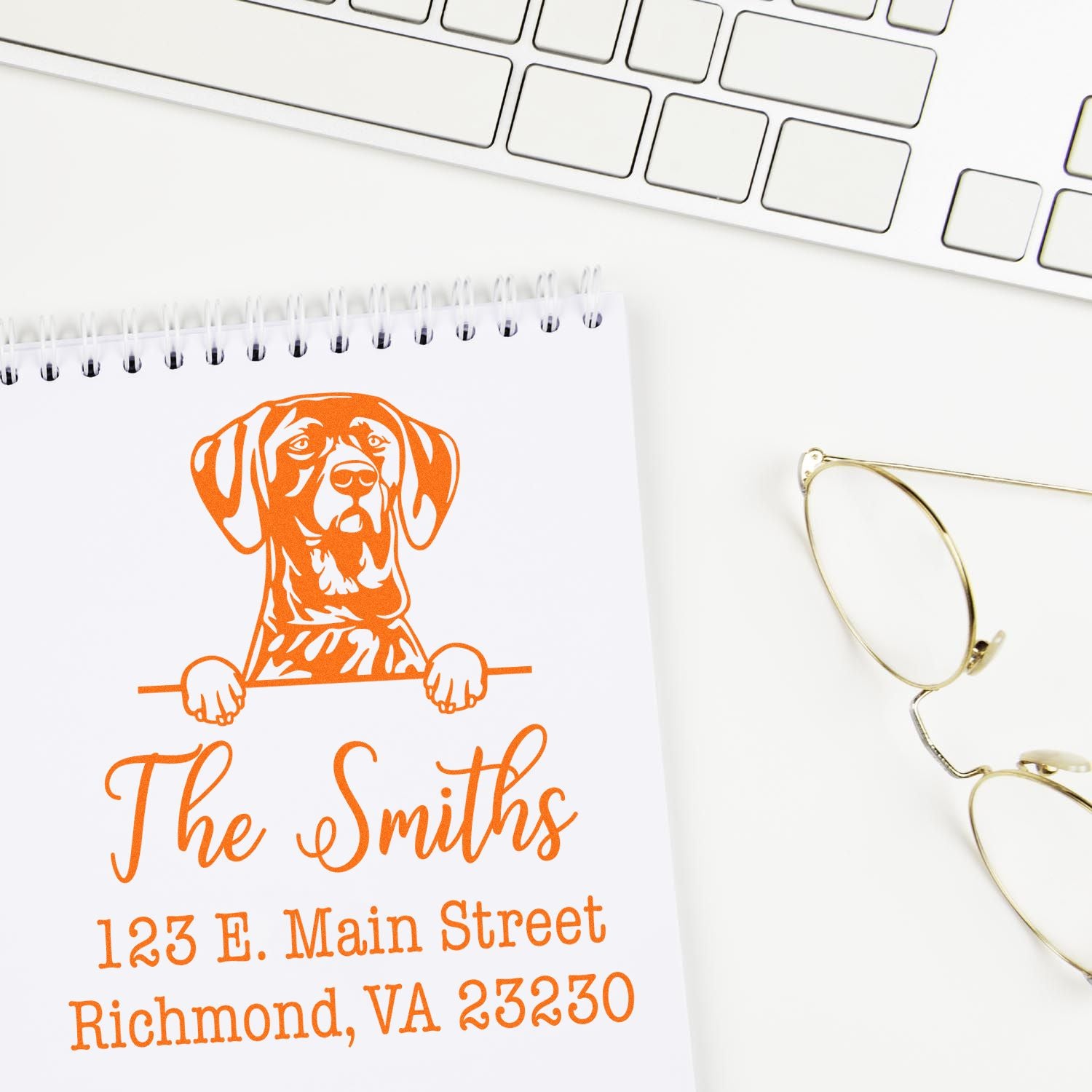 Wood Handle German Shorthaired Pointer Customizable Home Address Stamp for Envelopes - Engineer Seal Stamps