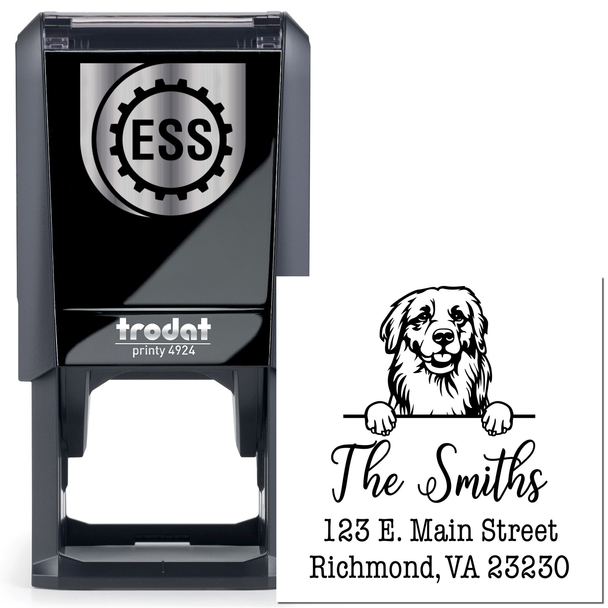 Self-Inking Golden Retriever Handcrafted Address Return Stamper - Engineer Seal Stamps
