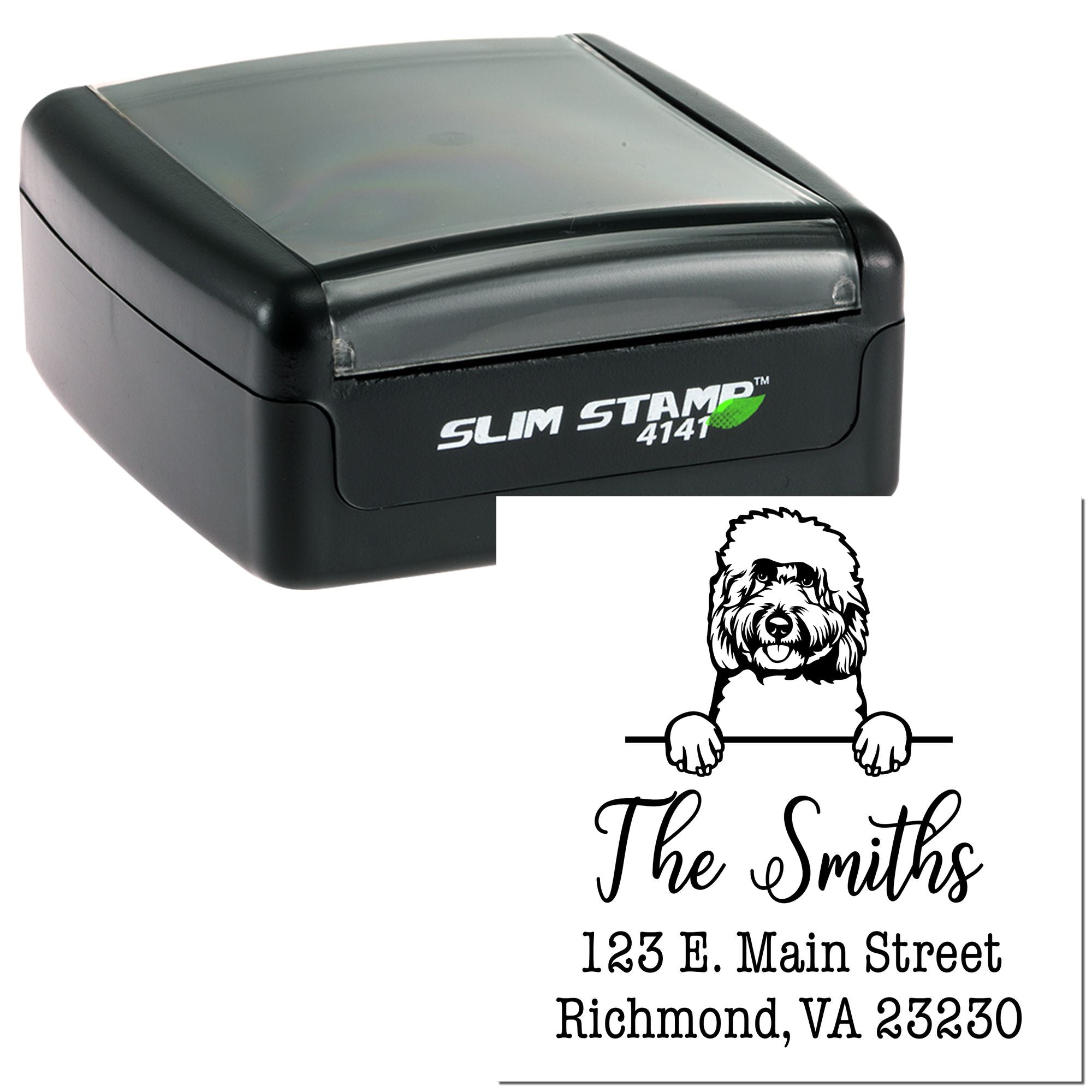 Slim Pre-Inked Goldendoodle Customized Mailing Address Rubber Stamp - Engineer Seal Stamps