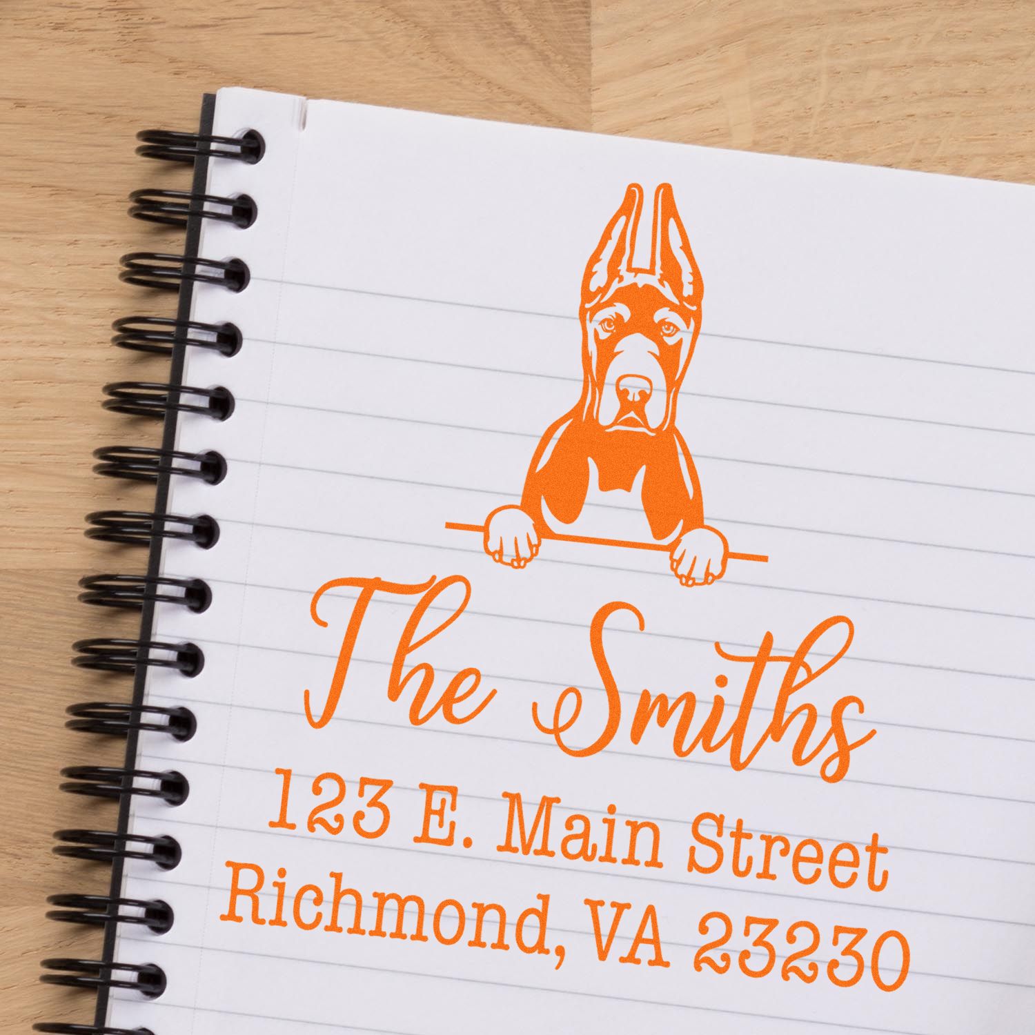 PSI Pre-Inked Great Dane Cropped Ears Personalizable Dog Design Address Stamper - Engineer Seal Stamps