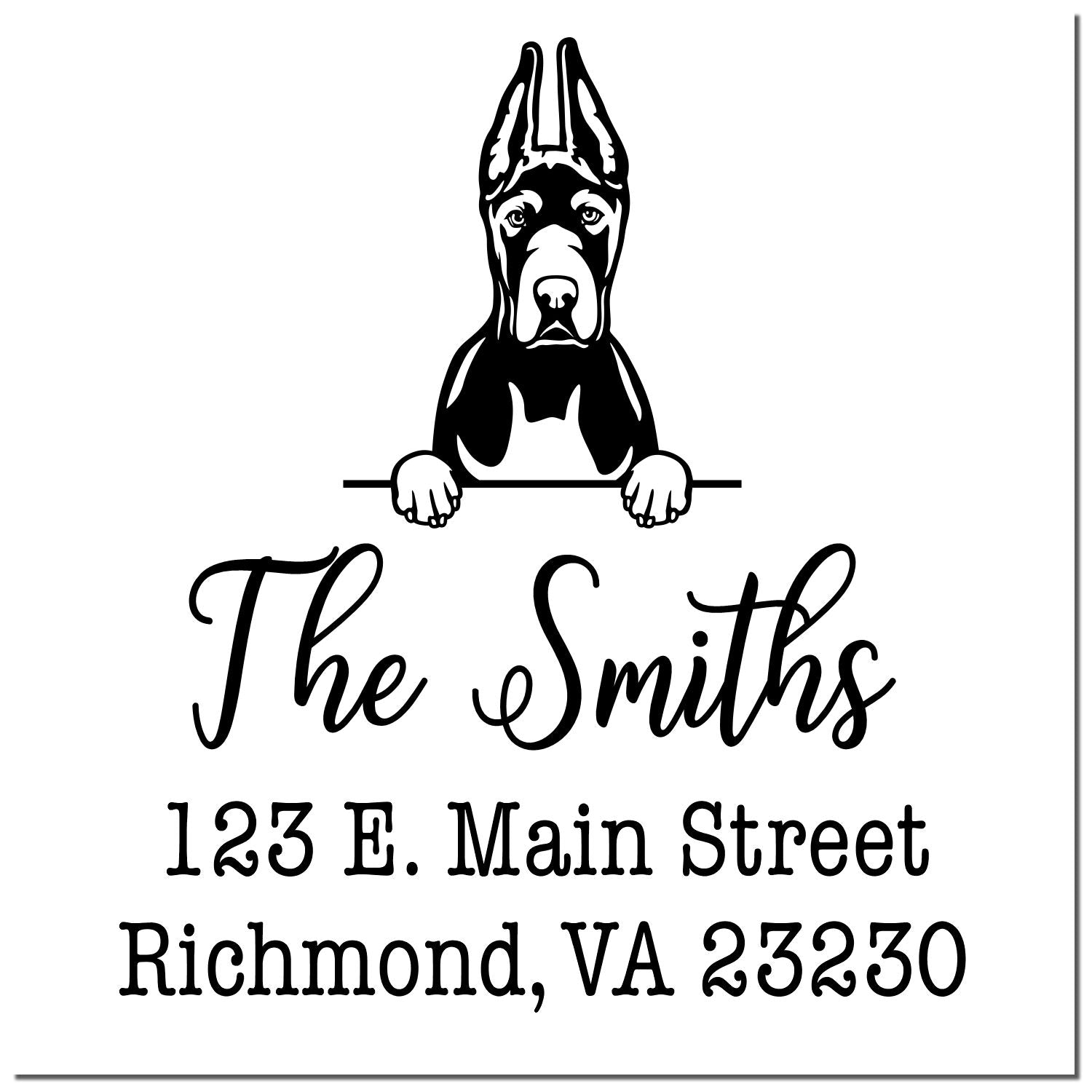 Slim Pre-Inked Great Dane Cropped Ears Customized Pet Address Stamp - Engineer Seal Stamps