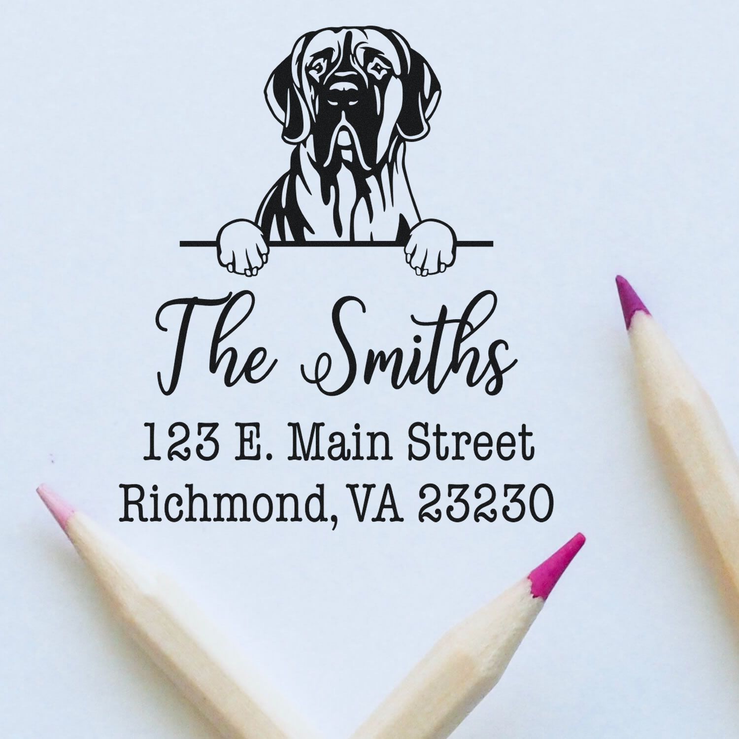 Slim Pre-Inked Great Dane Customized Pet Address Rubber Stamp - Engineer Seal Stamps
