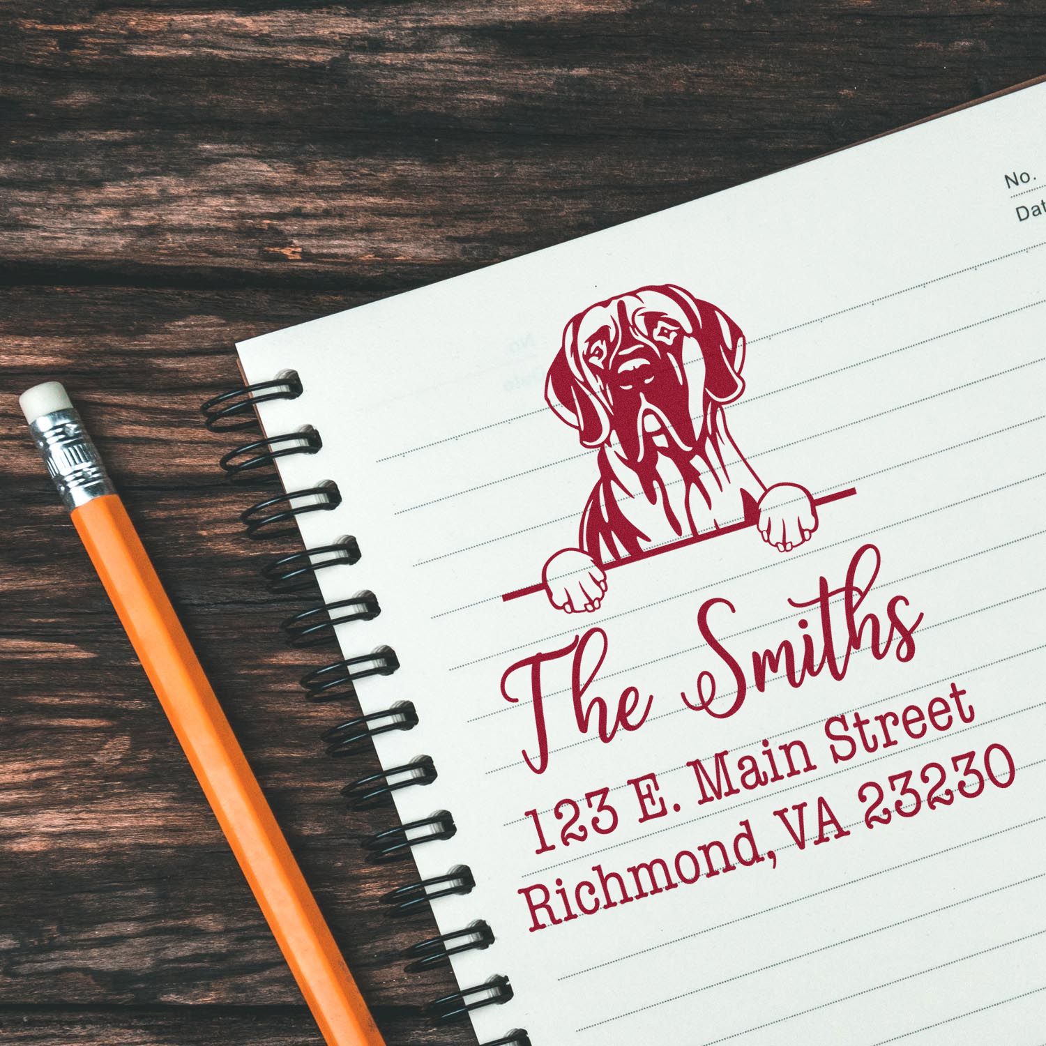 Wood Handle Great Dane Customizable Dog Return Address Stamp for Envelopes - Engineer Seal Stamps