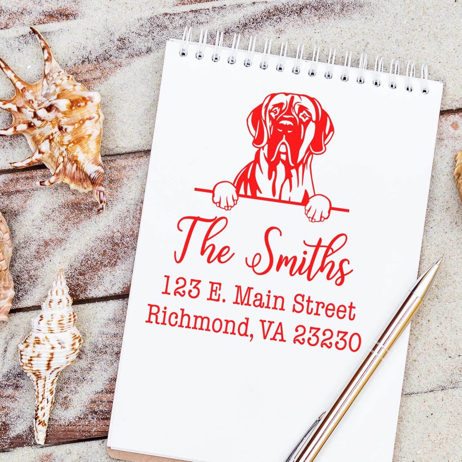 Slim Pre-Inked Great Dane Customized Pet Address Rubber Stamp - Engineer Seal Stamps