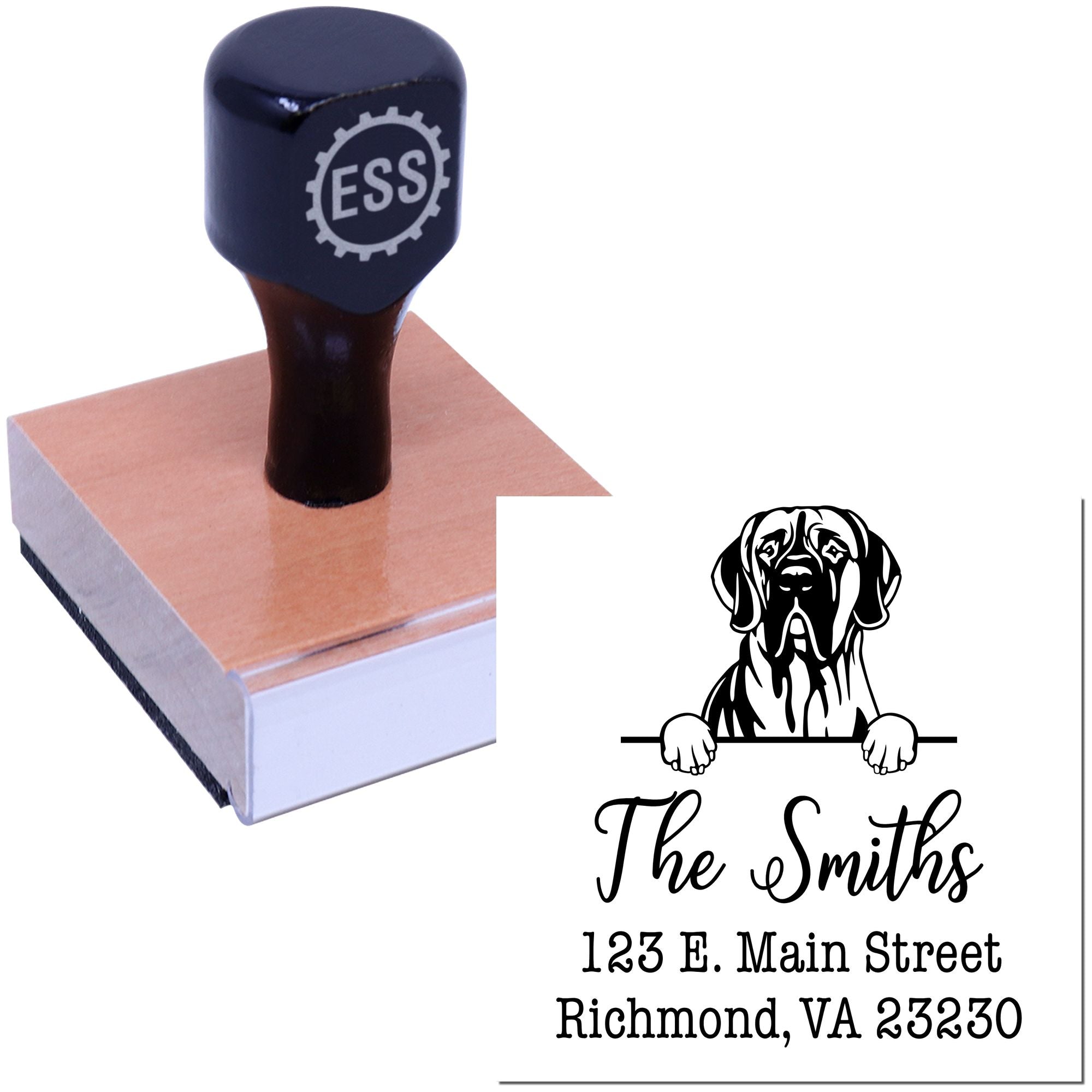 Wood Handle Great Dane Customizable Dog Return Address Stamp for Envelopes - Engineer Seal Stamps