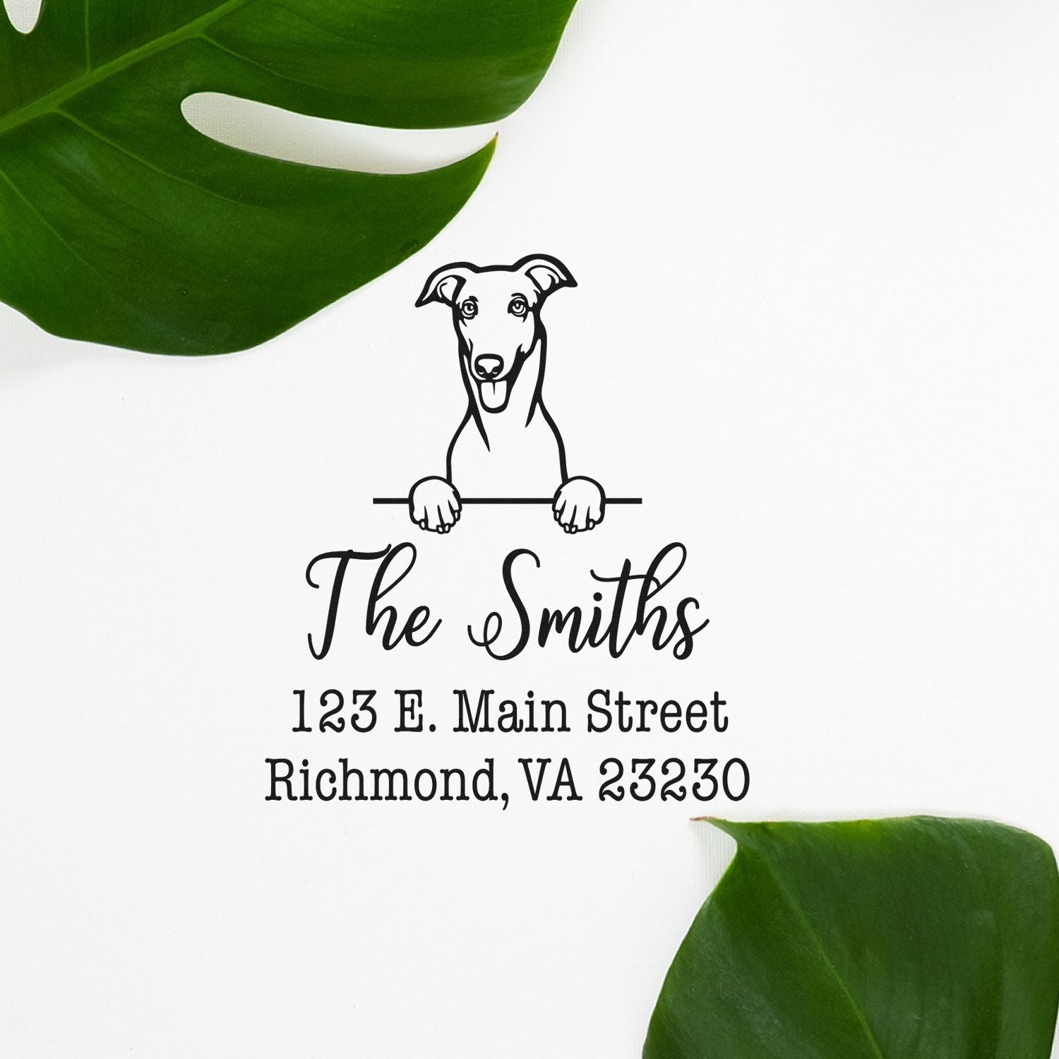 Wood Handle Greyhound Customizable Dog Return Address Stamper - Engineer Seal Stamps