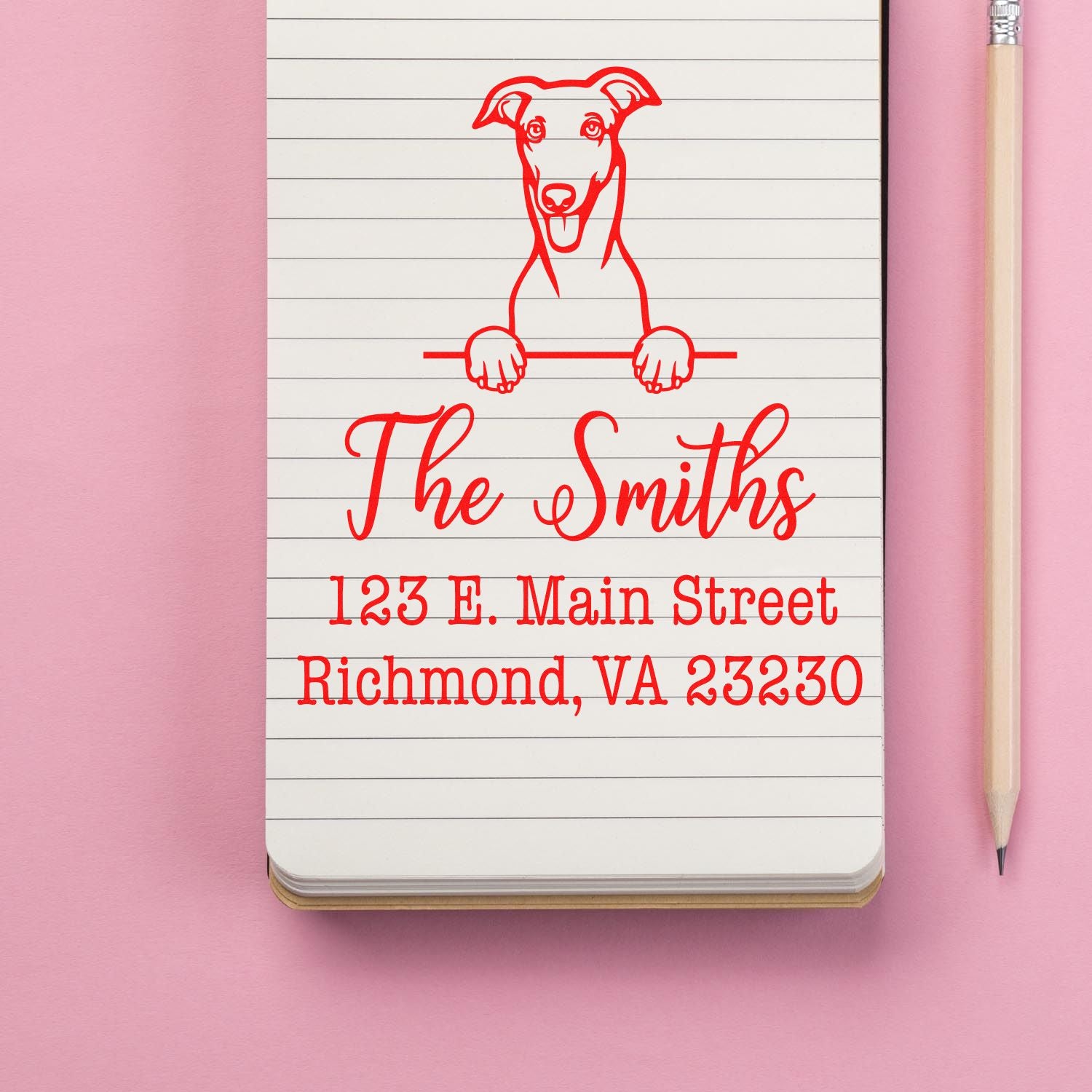 PSI Pre-Inked Greyhound Personalizable Dog Lover's Address Stamp - Engineer Seal Stamps