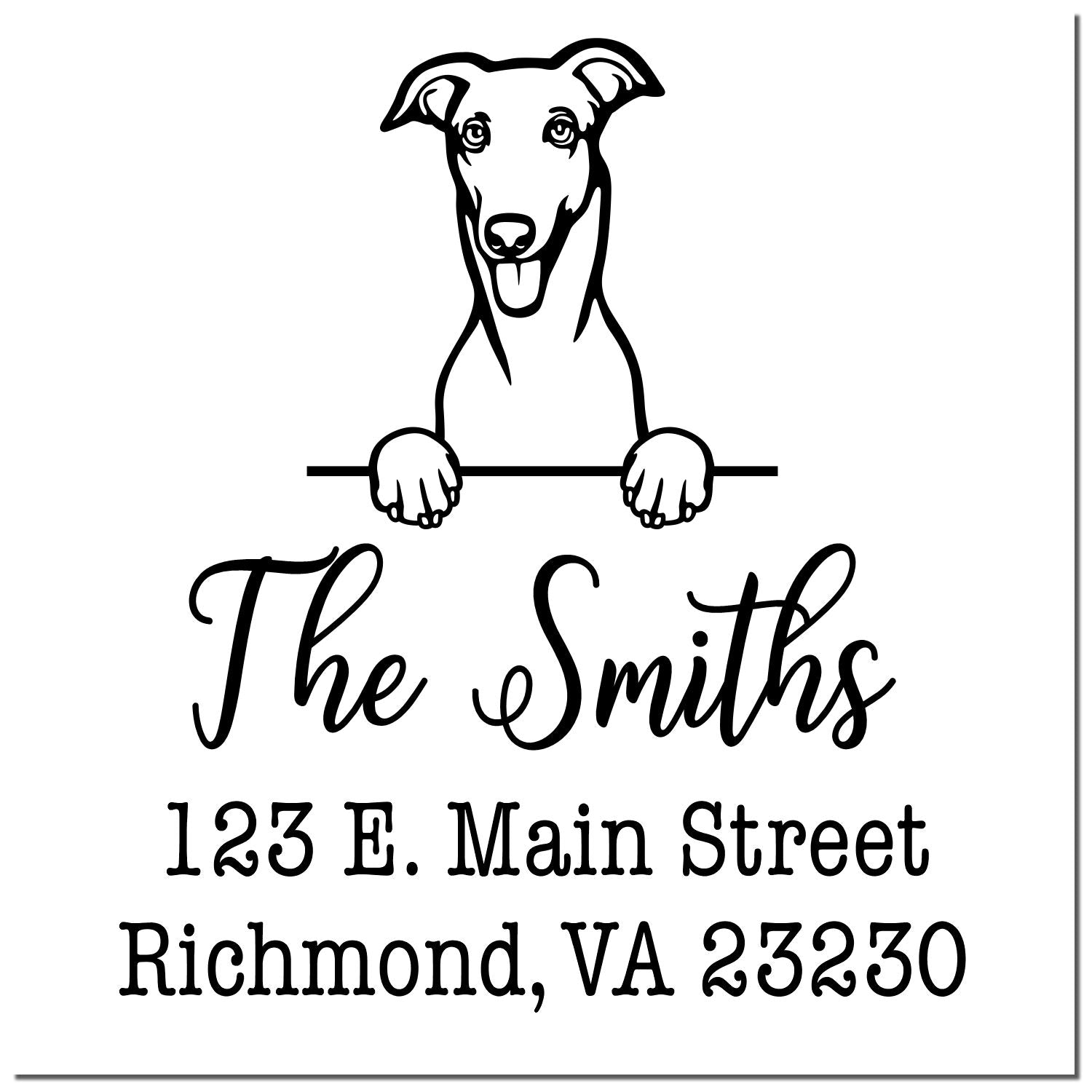 Slim Pre-Inked Greyhound Customized Dog Design Address Stamp - Engineer Seal Stamps