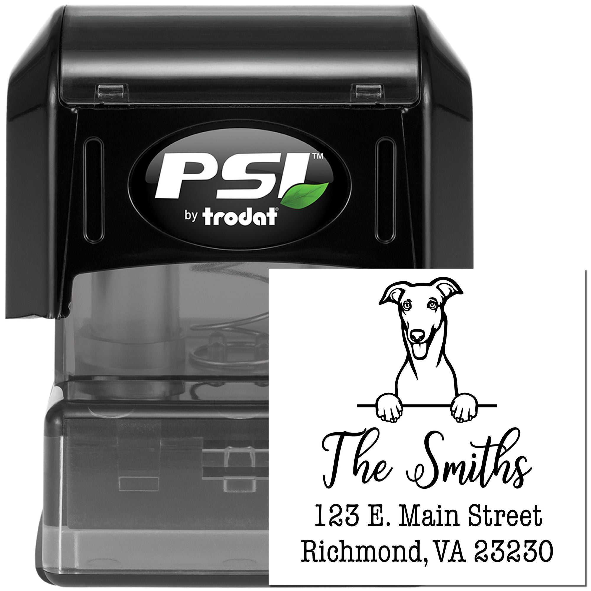 PSI Pre-Inked Greyhound Personalizable Dog Lover's Address Stamp - Engineer Seal Stamps
