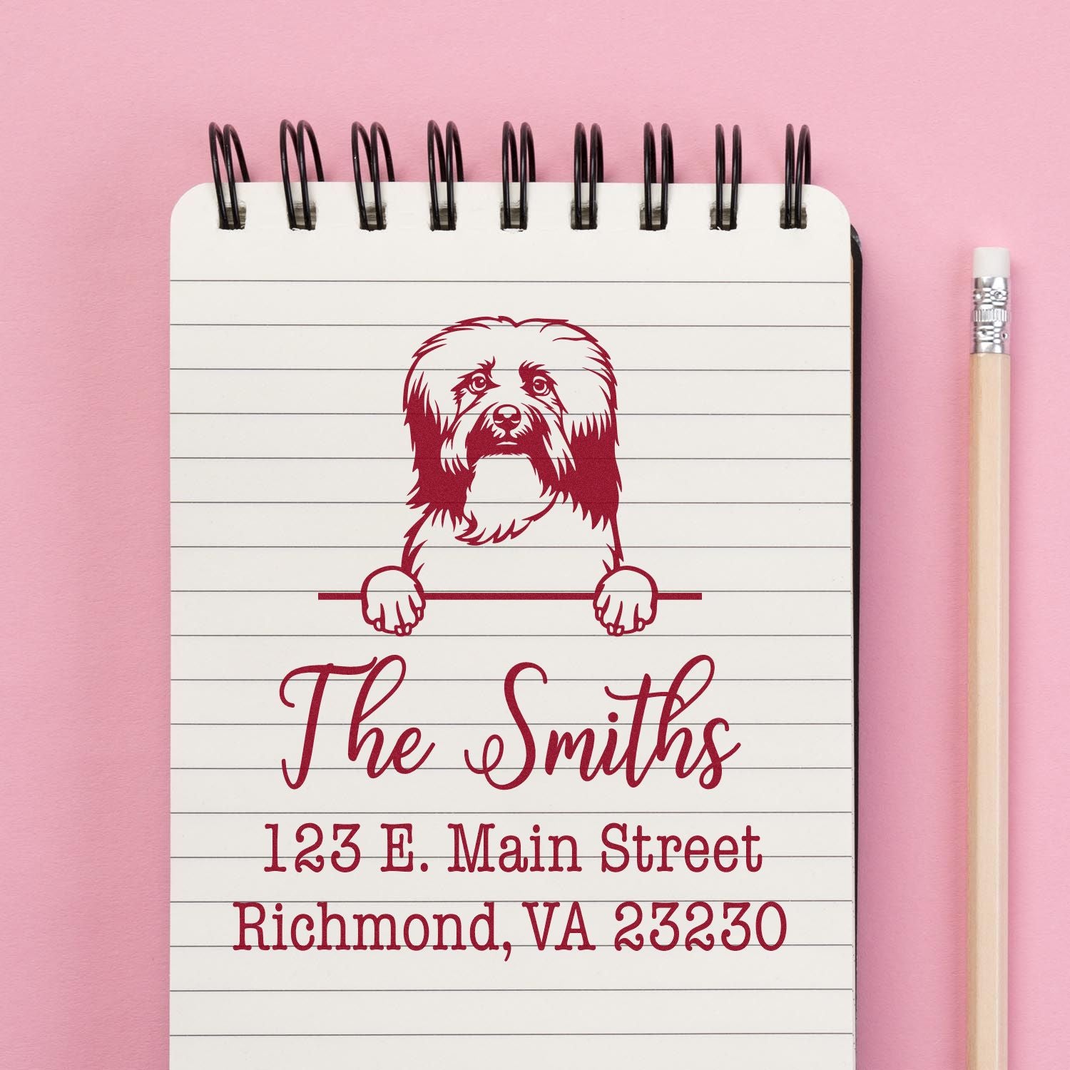 Slim Pre-Inked Havanese Customized Dog Design Address Rubber Stamp - Engineer Seal Stamps