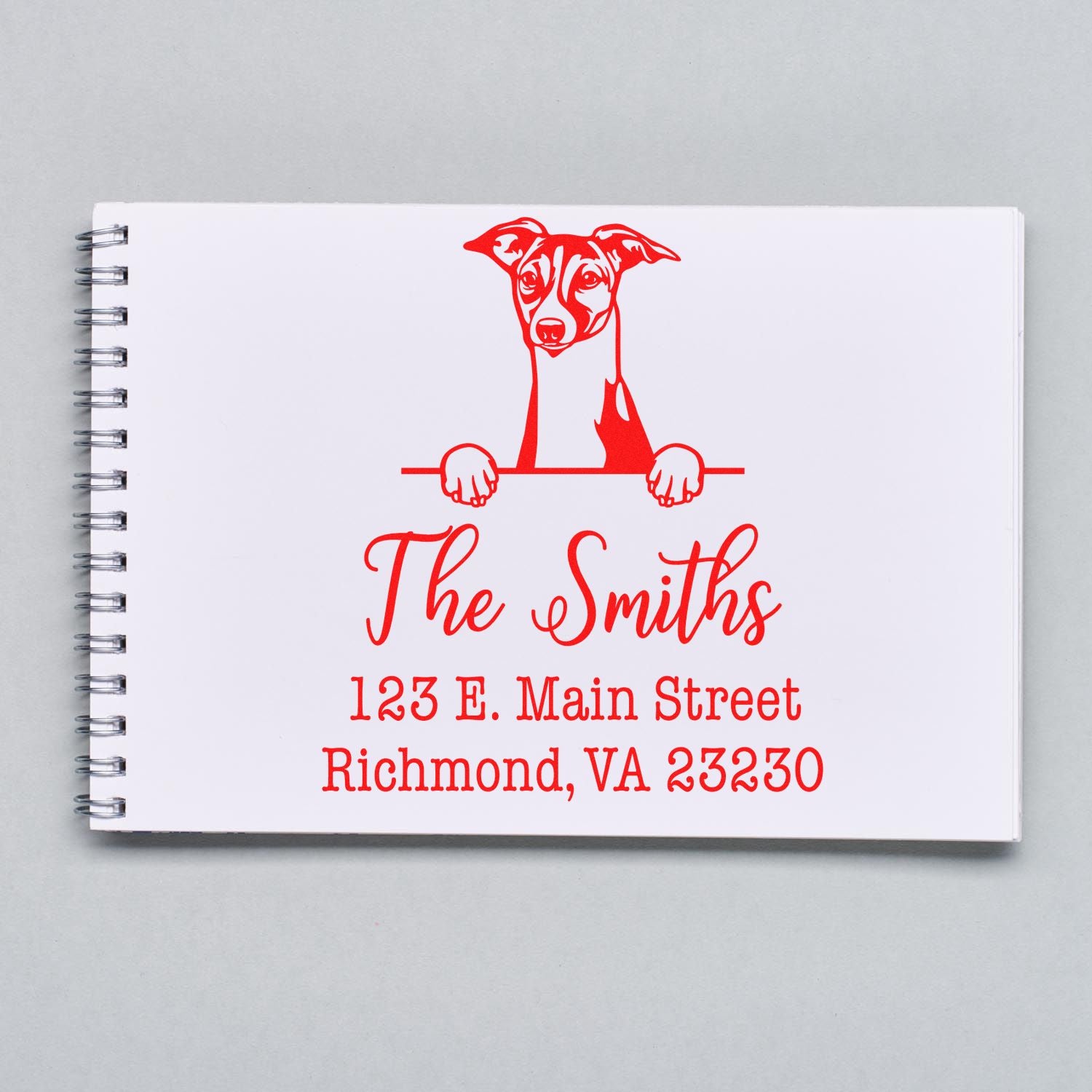 Slim Pre-Inked Italian Greyhound Customized Dog Lover's Address Stamp - Engineer Seal Stamps