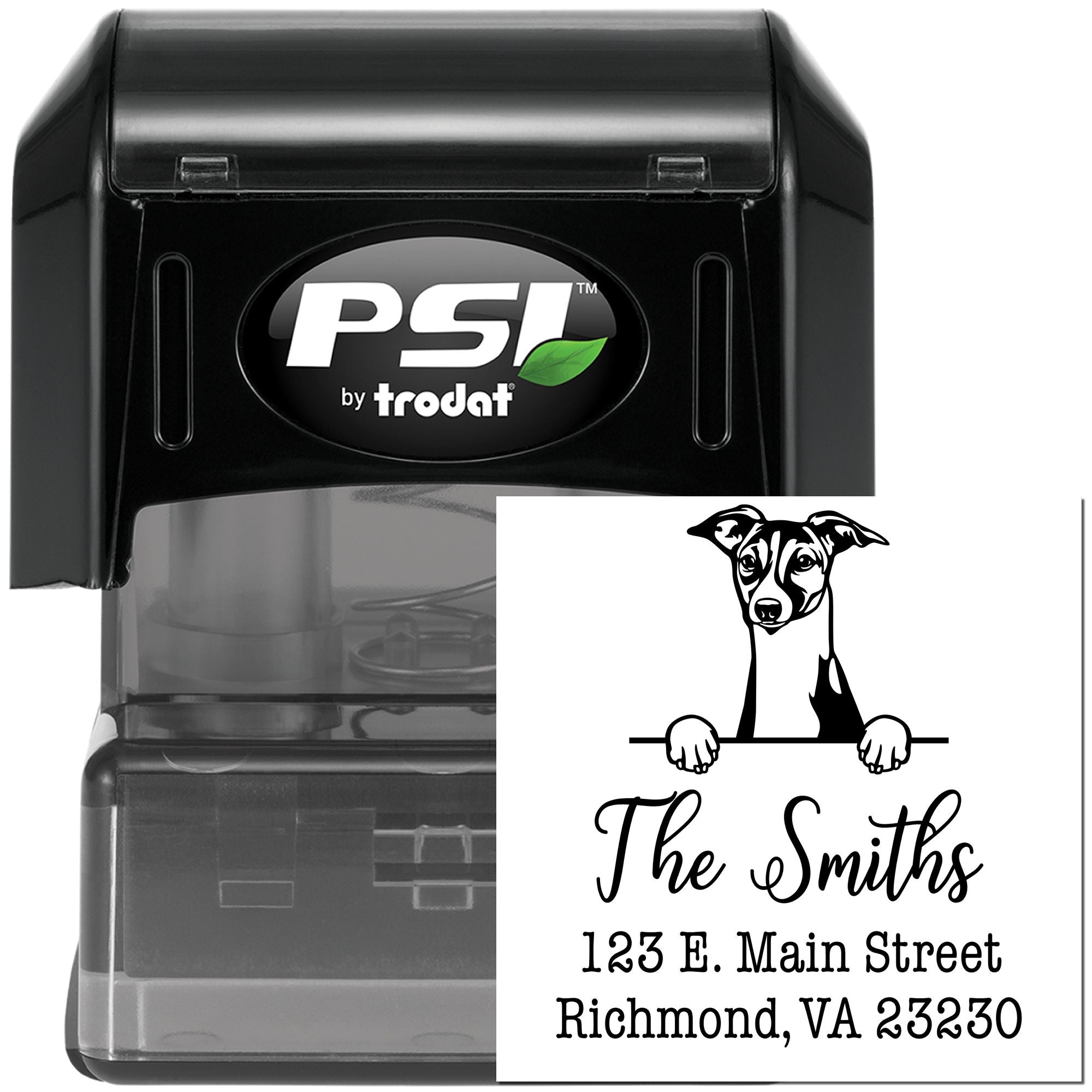 PSI Pre-Inked Italian Greyhound Personalizable Dog Lover's Address Stamper - Engineer Seal Stamps