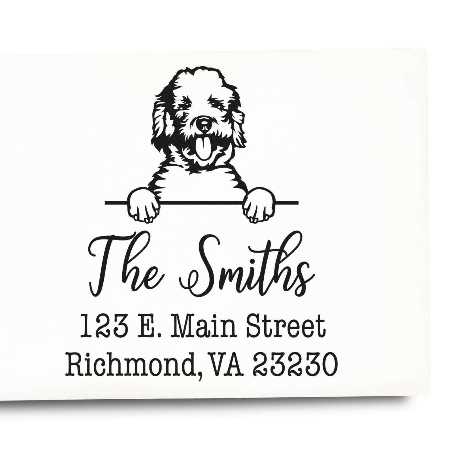 Wood Handle Labradoodle Customizable Easy-To-Use Address Stamp for Envelopes - Engineer Seal Stamps