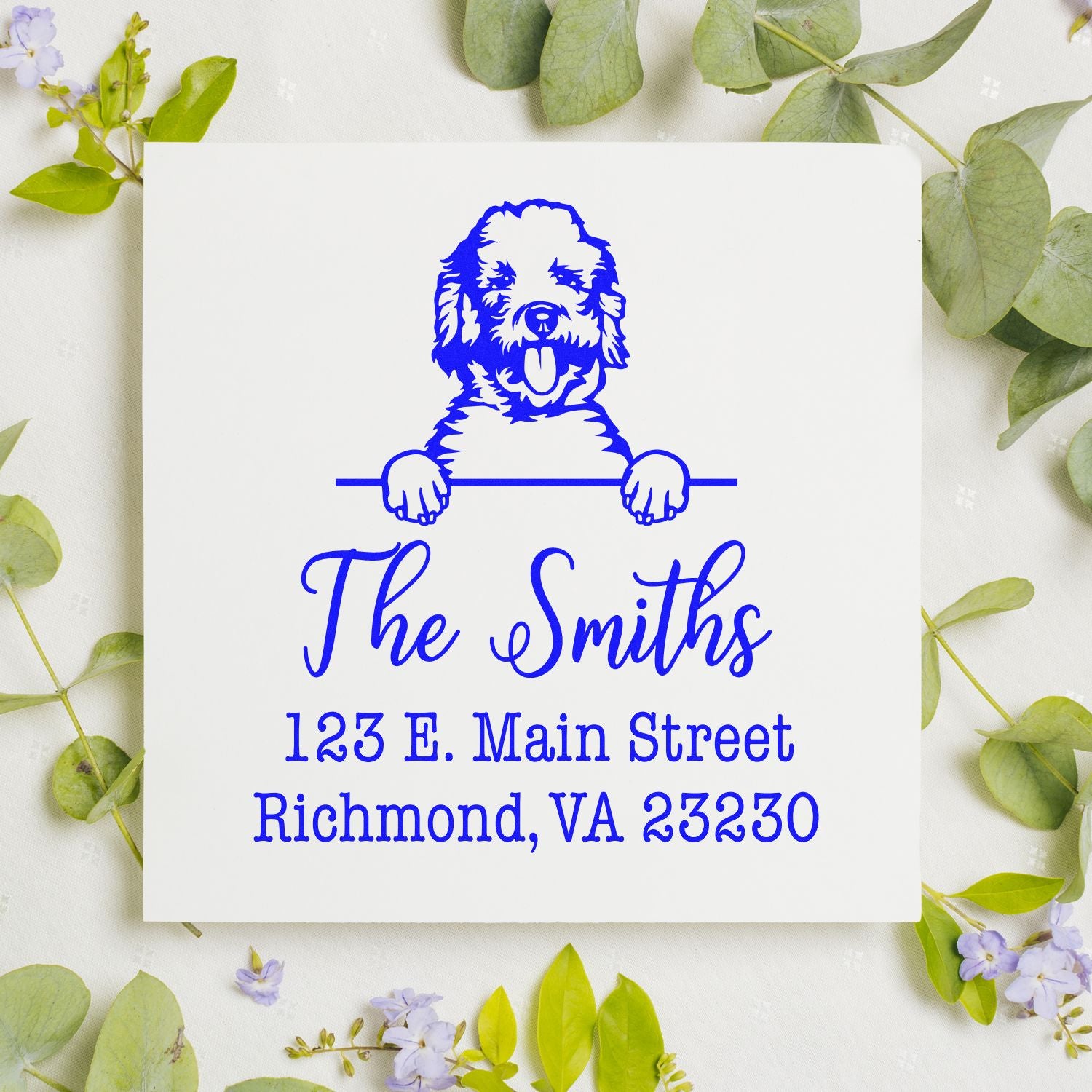 PSI Pre-Inked Labradoodle Personalizable Dog Return Address Rubber Stamp - Engineer Seal Stamps